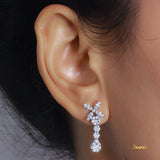Diamond Dangle Floral Earrings