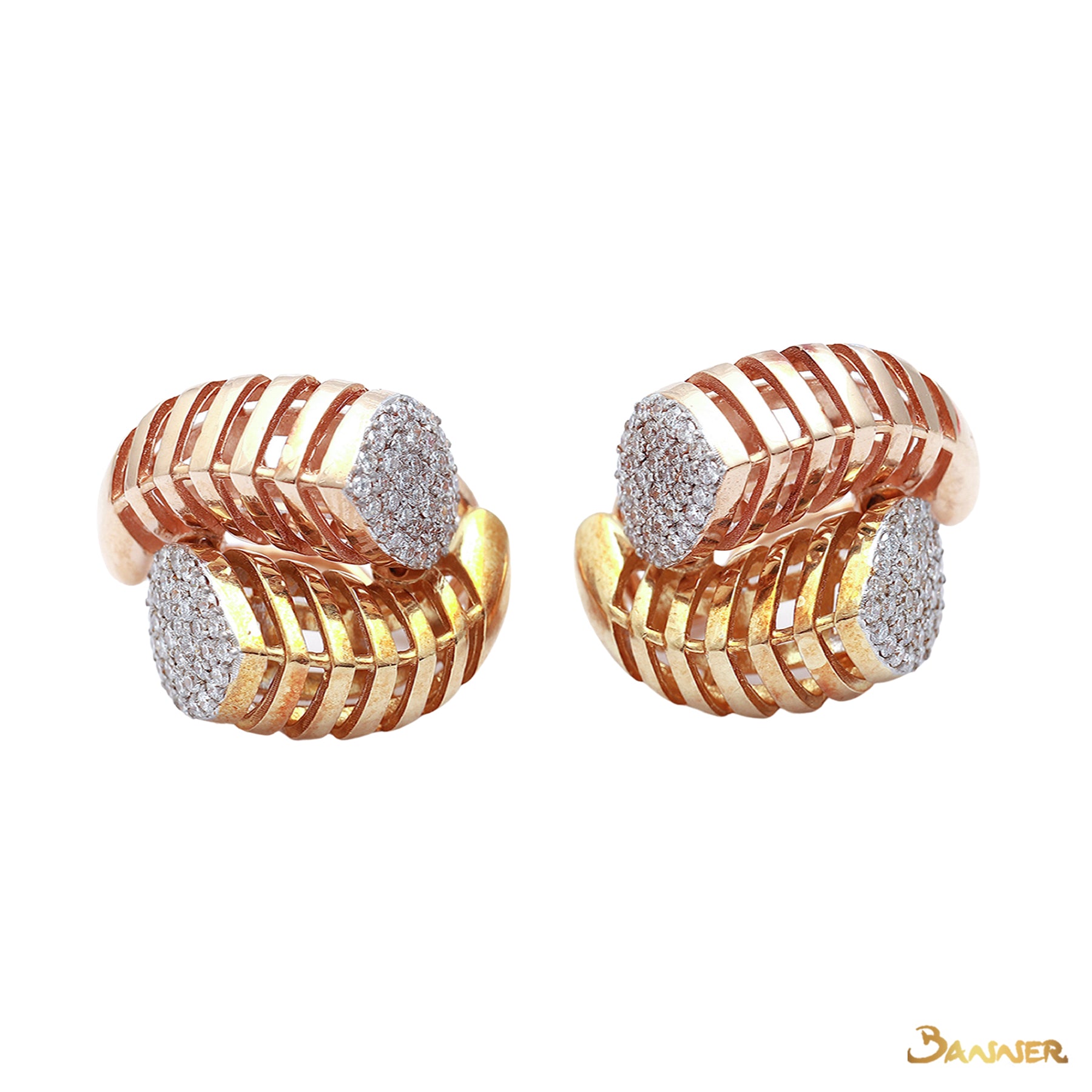 Diamond and Dual-Colored 18k Gold Earrings