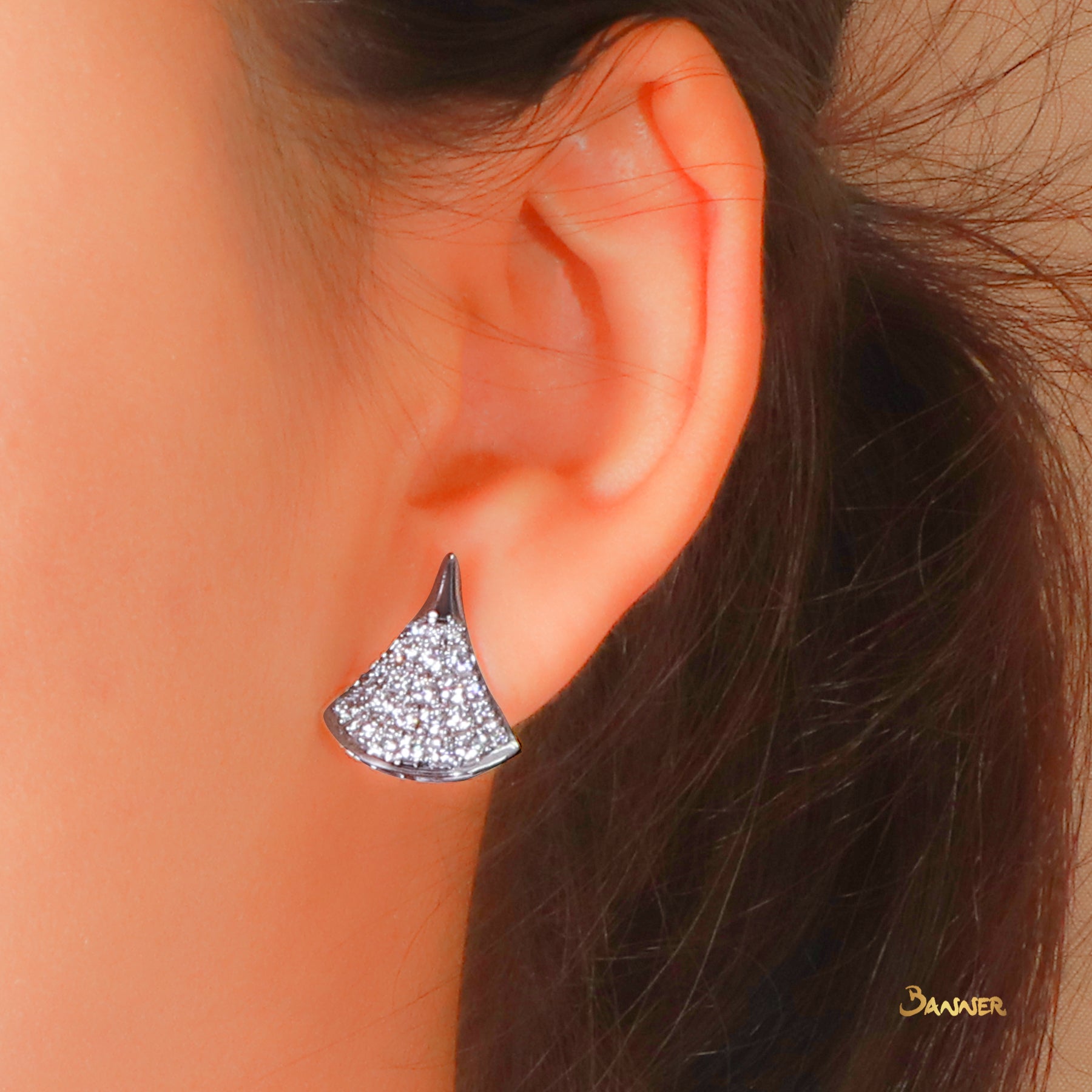 Diamond Fan Earrings