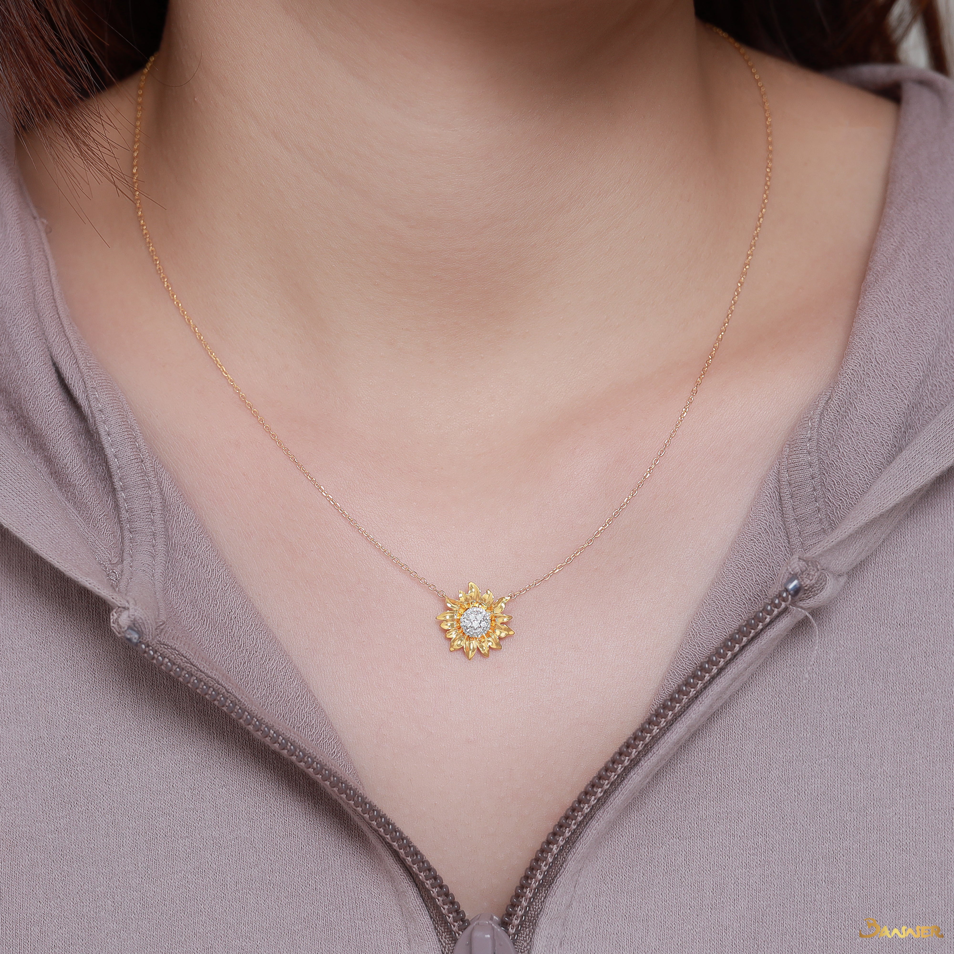 Diamond Sunflower Necklace(B)