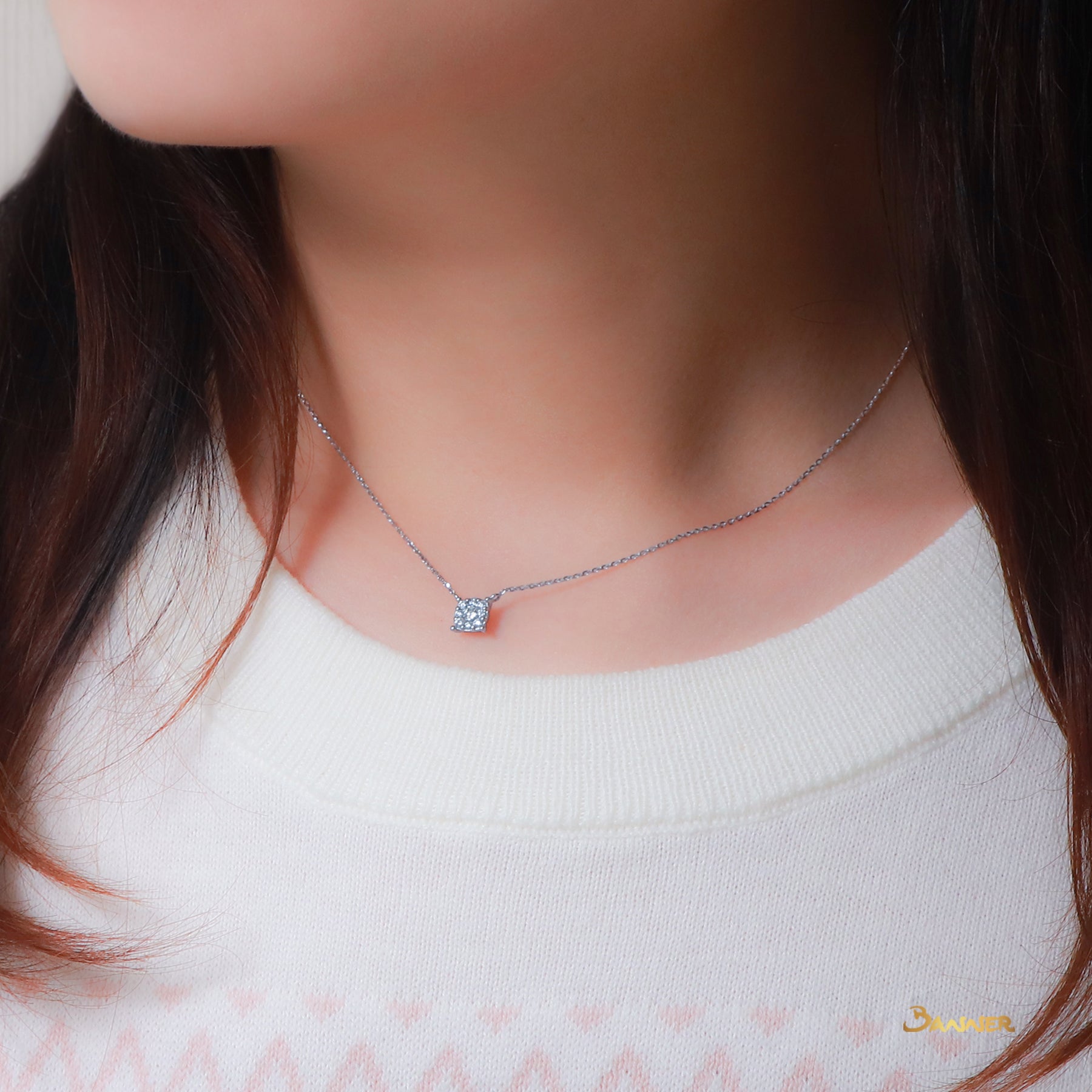 Diamond Necklace with Invisible Setting