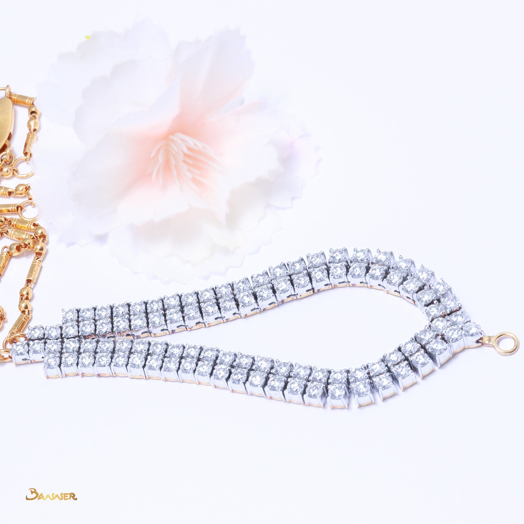 Diamond V Shape Double -Row Necklace