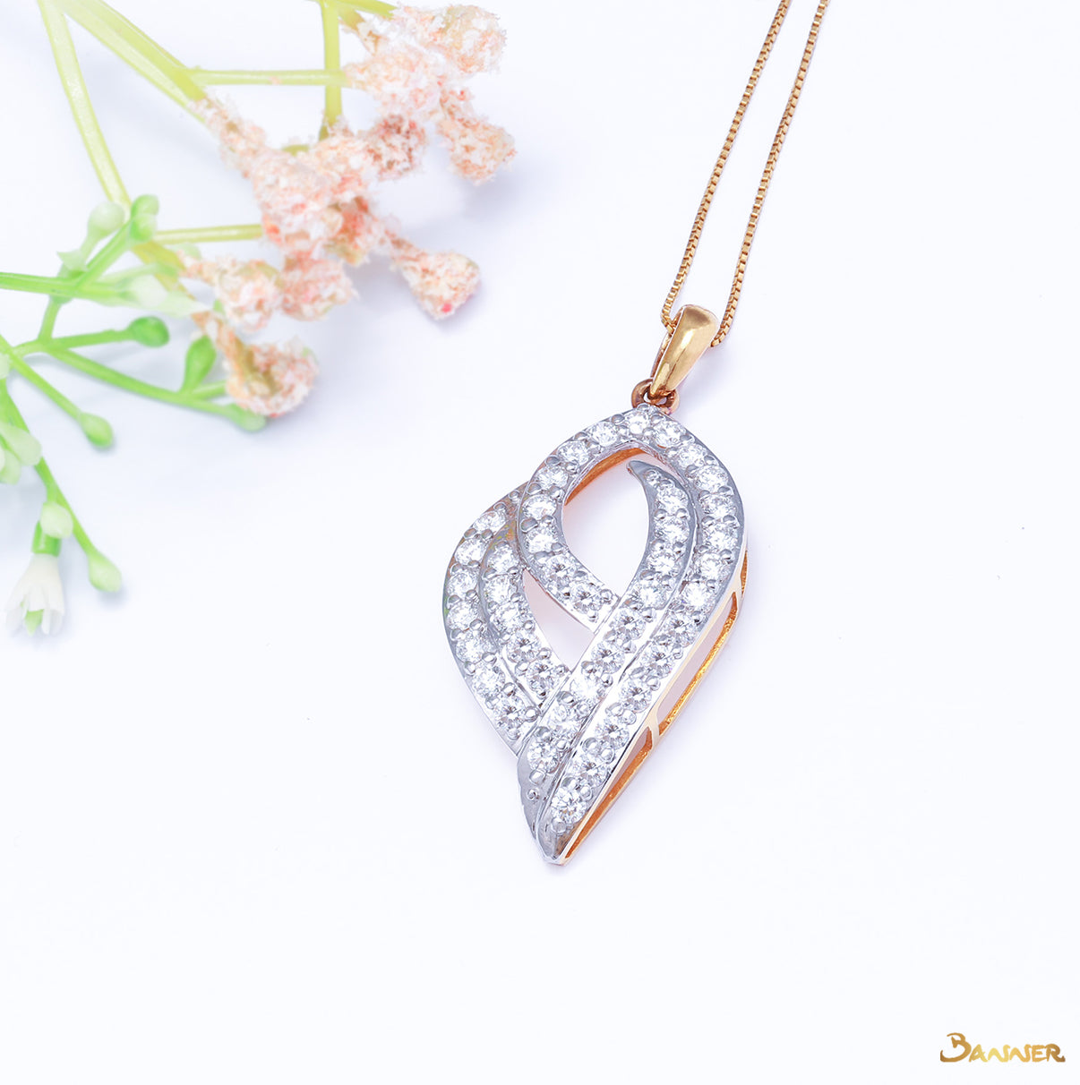 Diamond Leaf Pendant