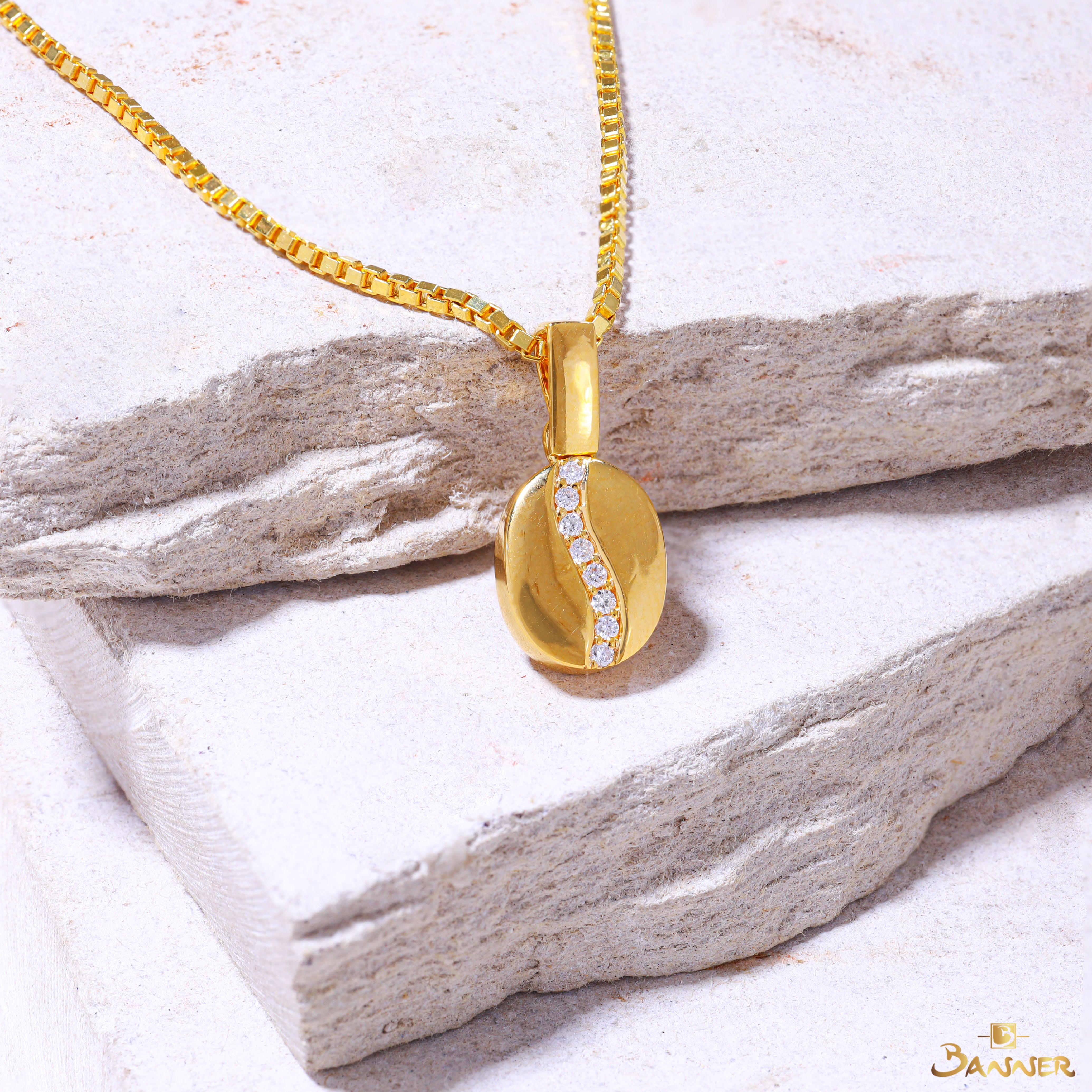 Diamond Coffee Bean Pendant