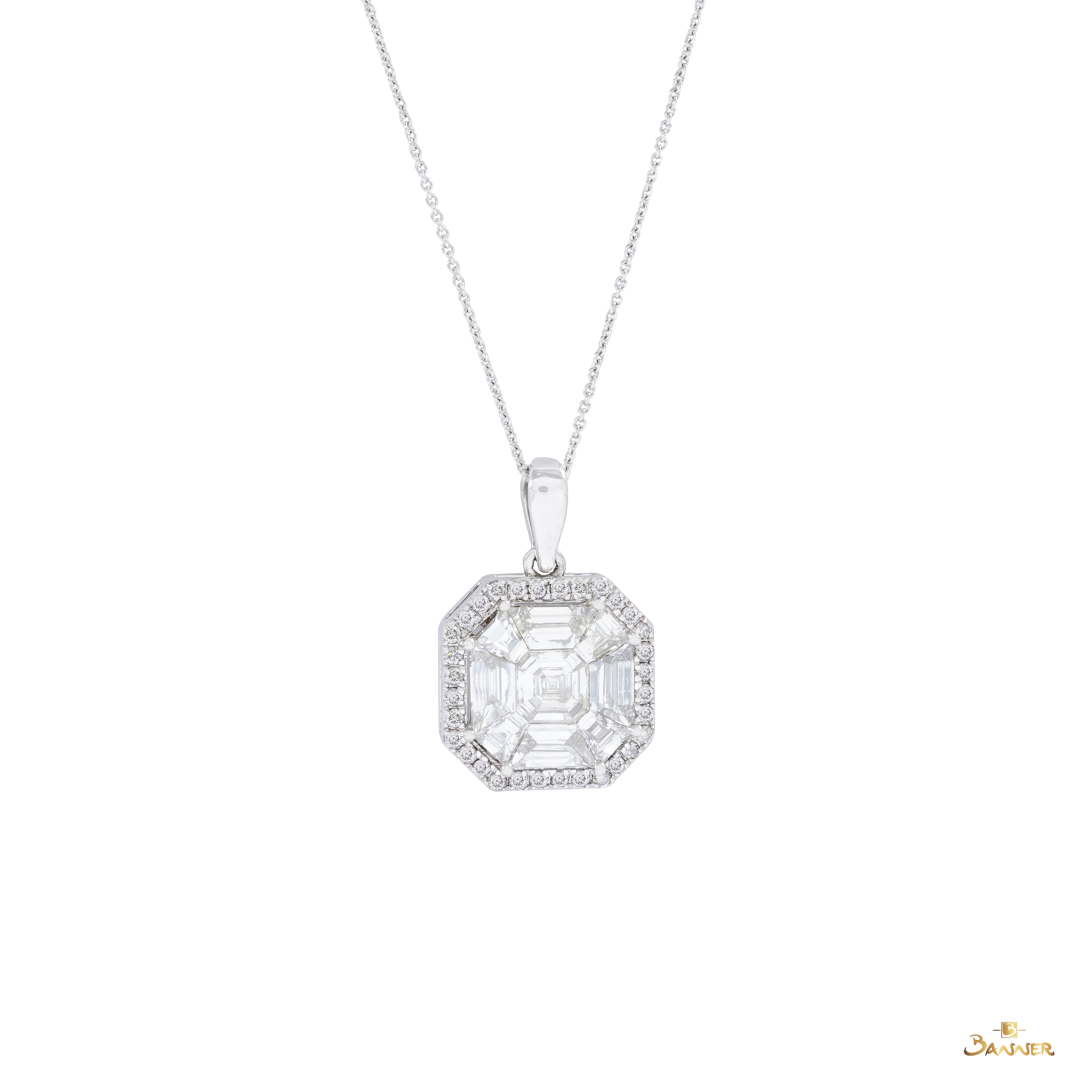 Diamond Baguette Hexara Halo Pendant