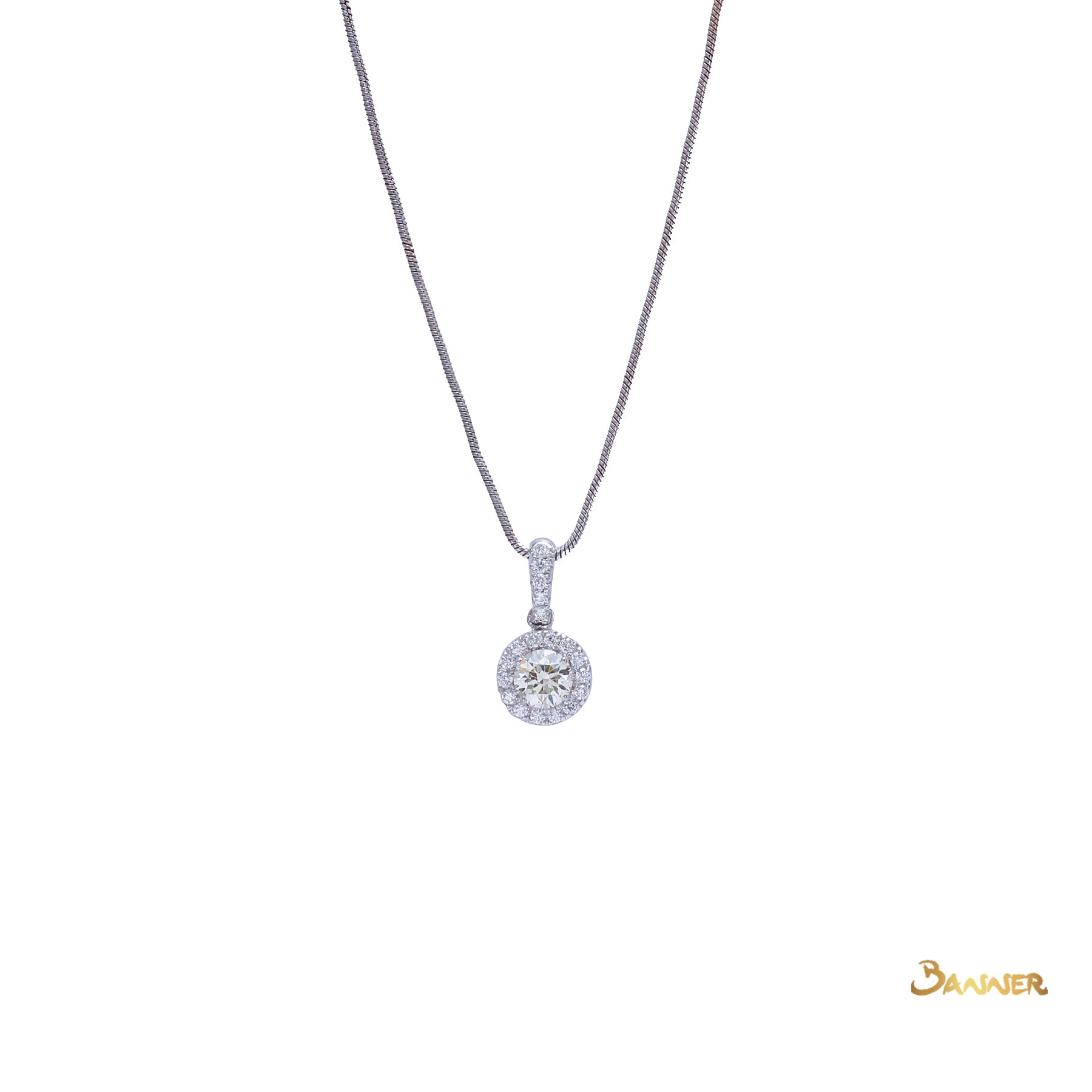 Diamond Halo Pendant (0.7 ct. Middle Diamond, 0.95 ct. t.w.)