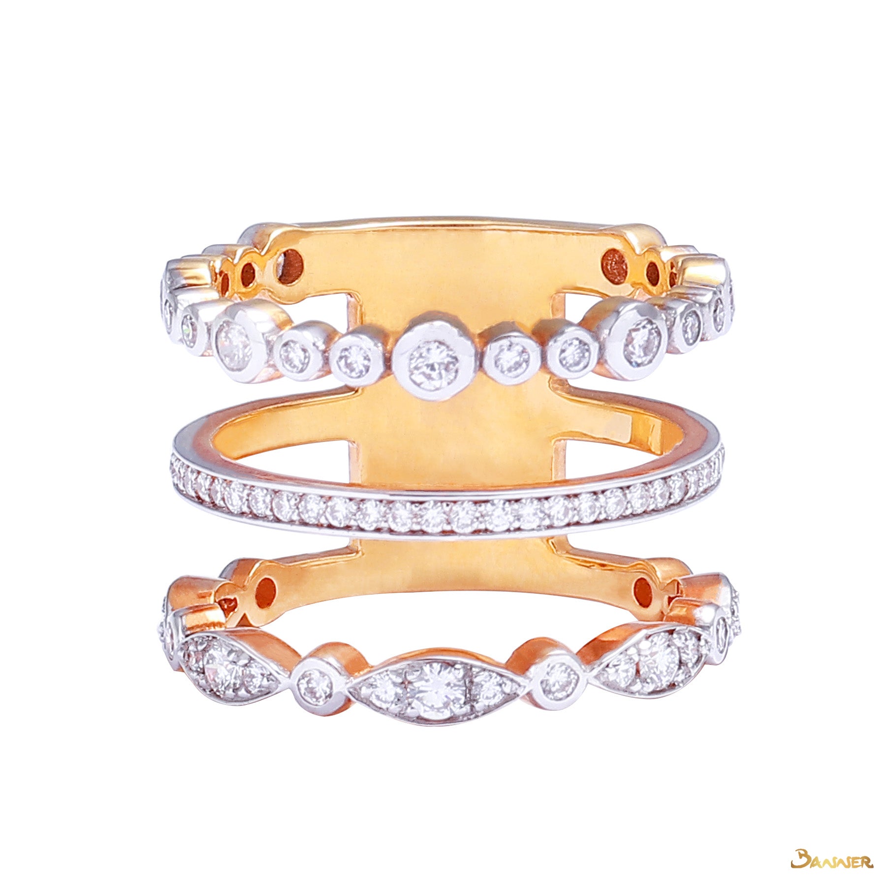 Diamond Three -Layer Ring