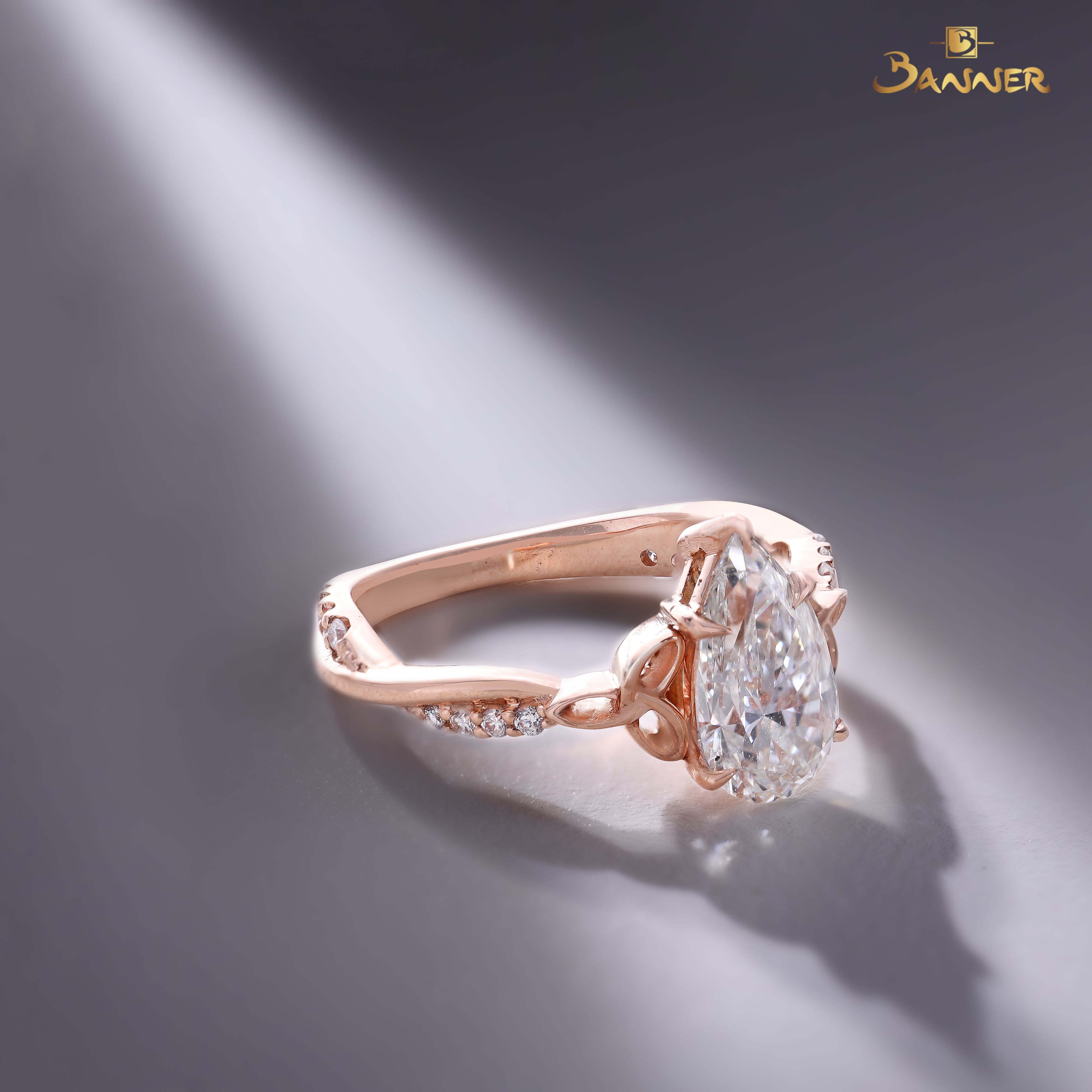 Diamond GIA Trinity Knot Pear Ring