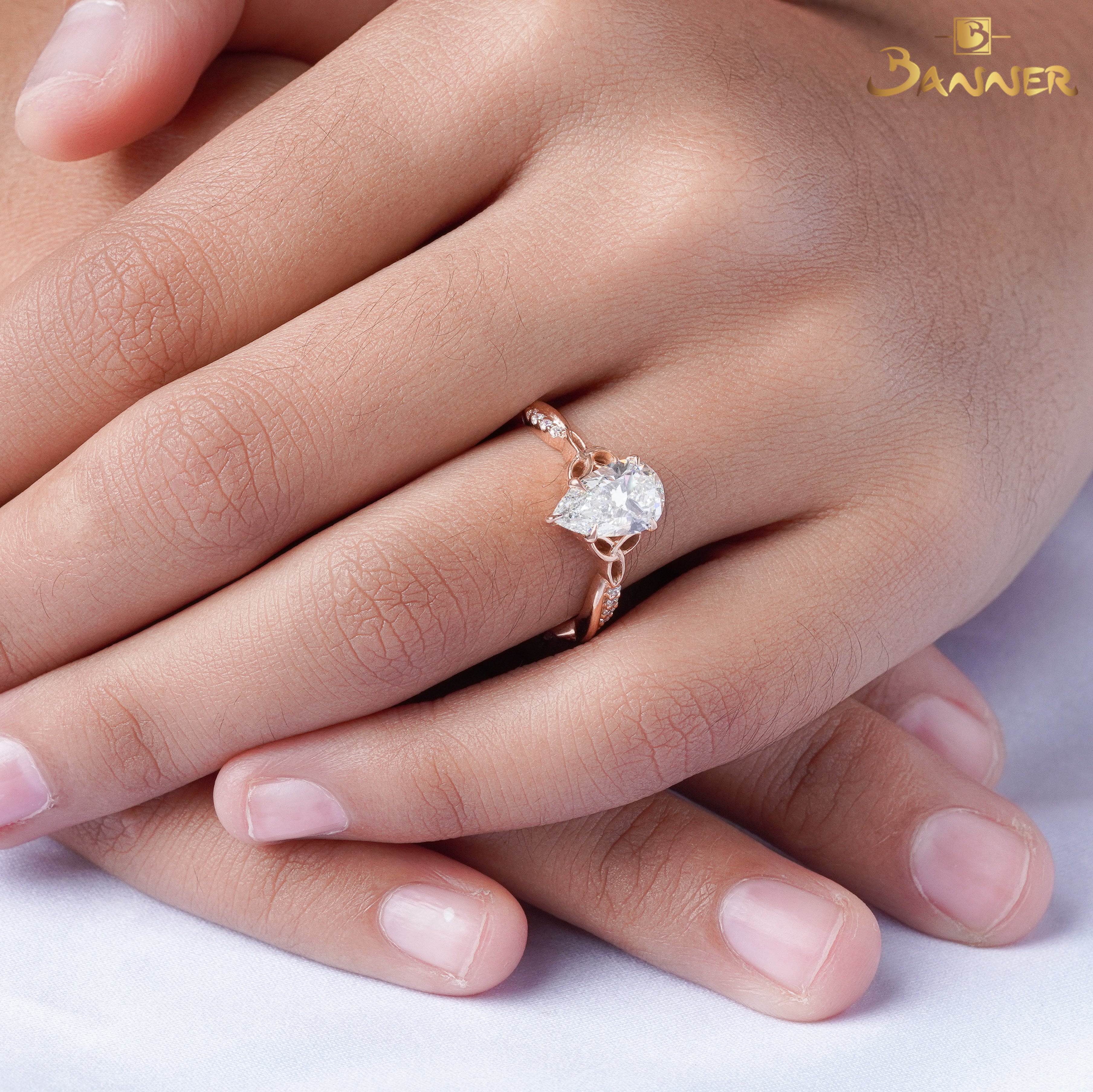Diamond GIA Trinity Knot Pear Ring