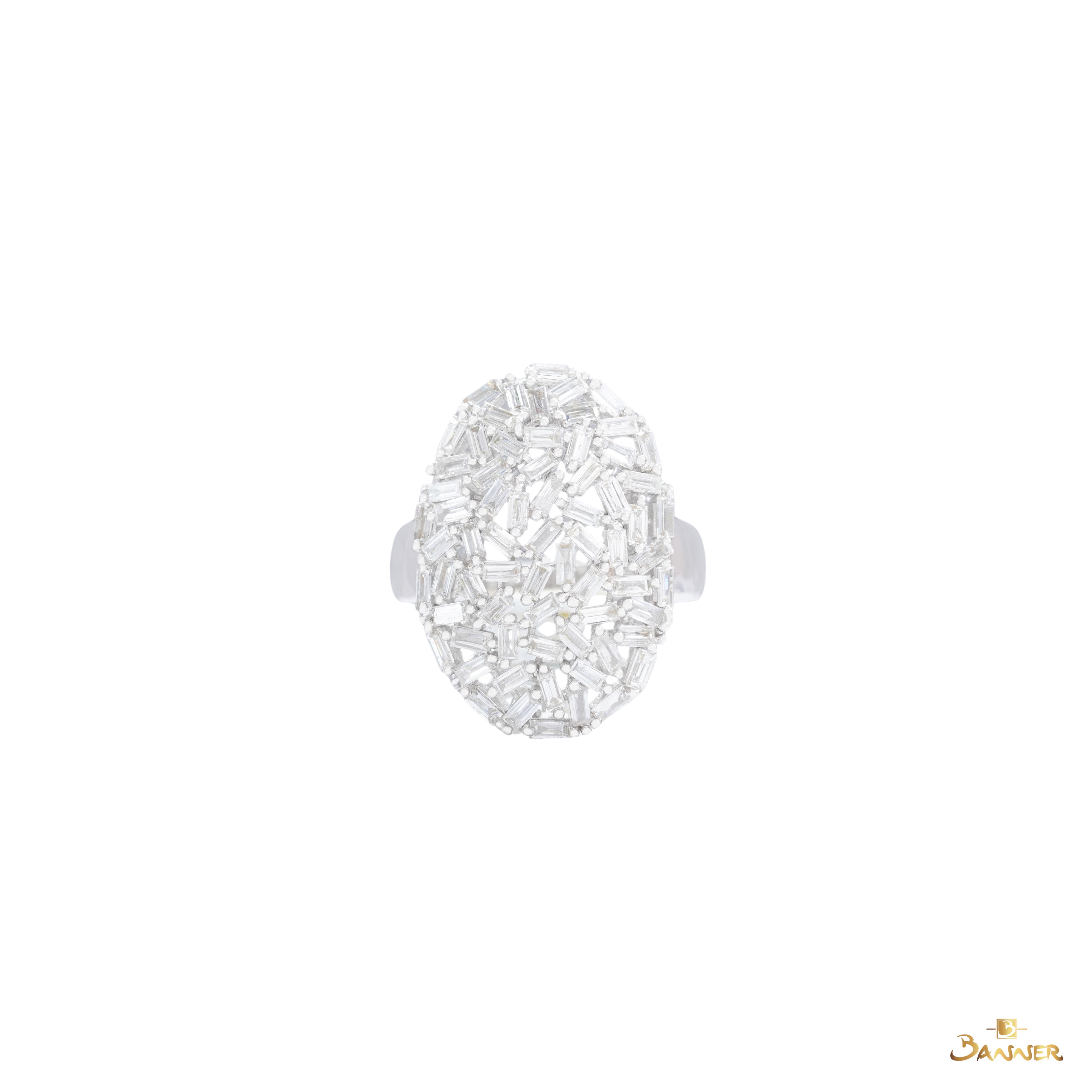 Diamond Baguette Cluster Oval Ring