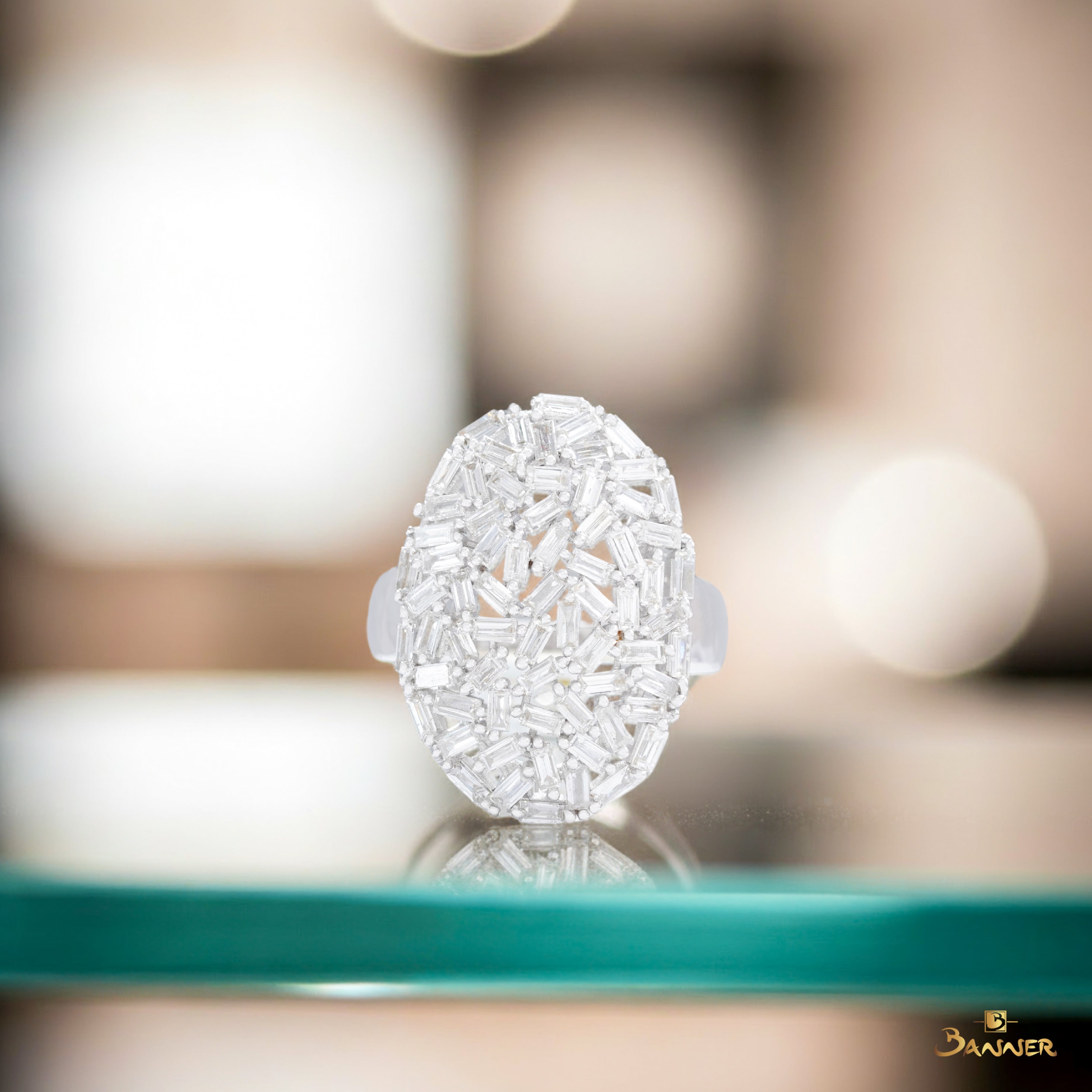 Diamond Baguette Cluster Oval Ring