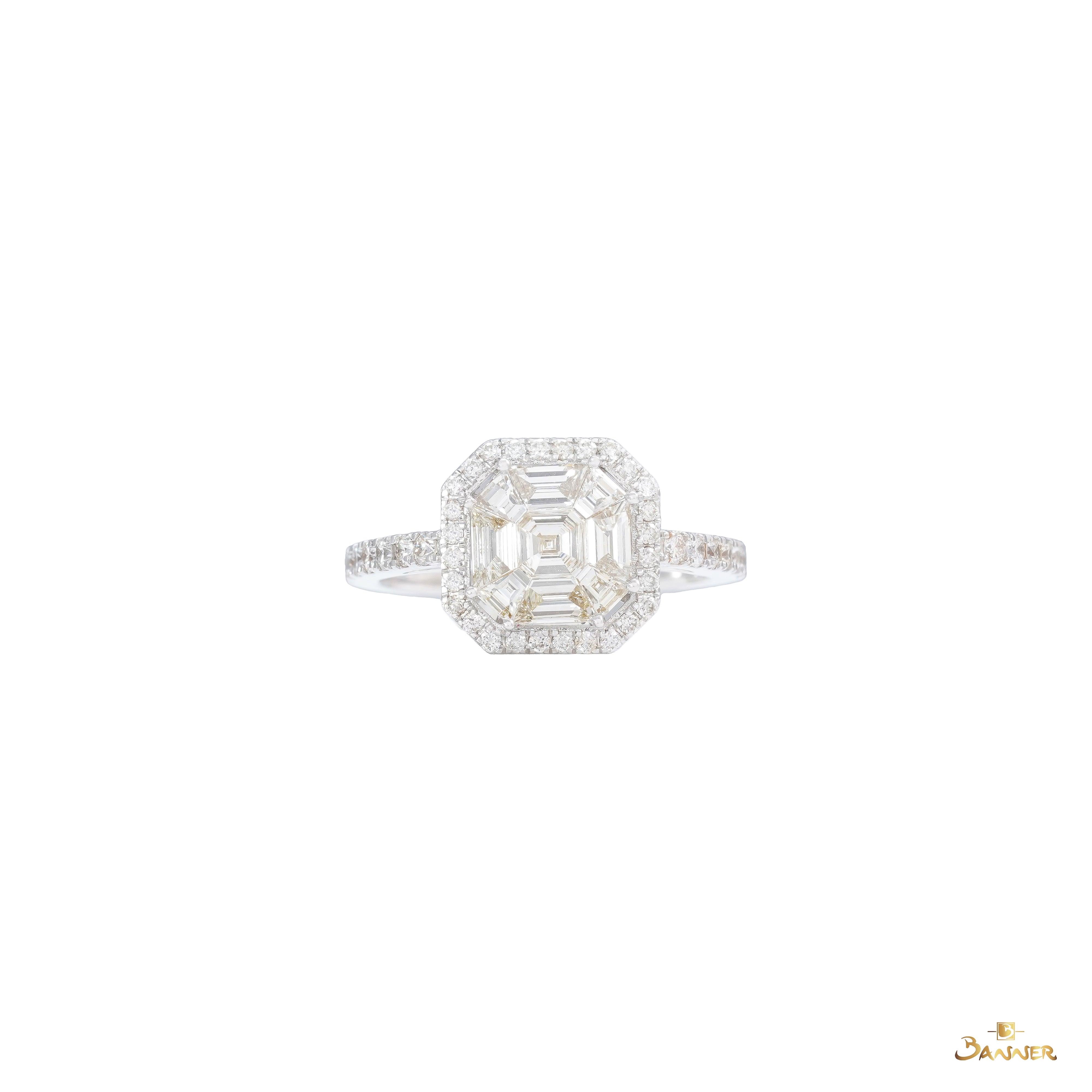 Diamond Baguette Hexara Halo Ring