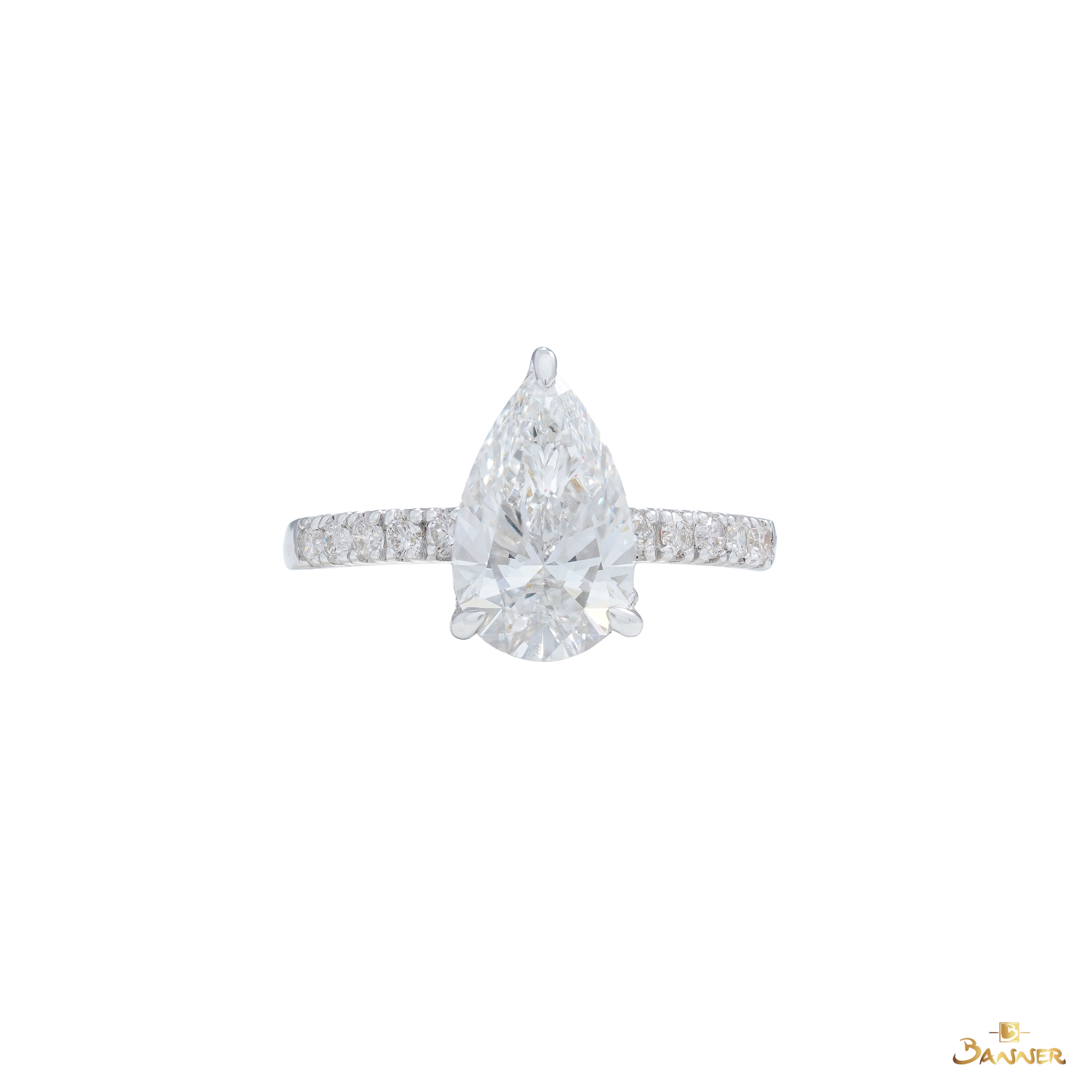 Pear-shaped GIA Diamond Hidden Halo Ring (GIA, I color ,VVS2,3Ex)