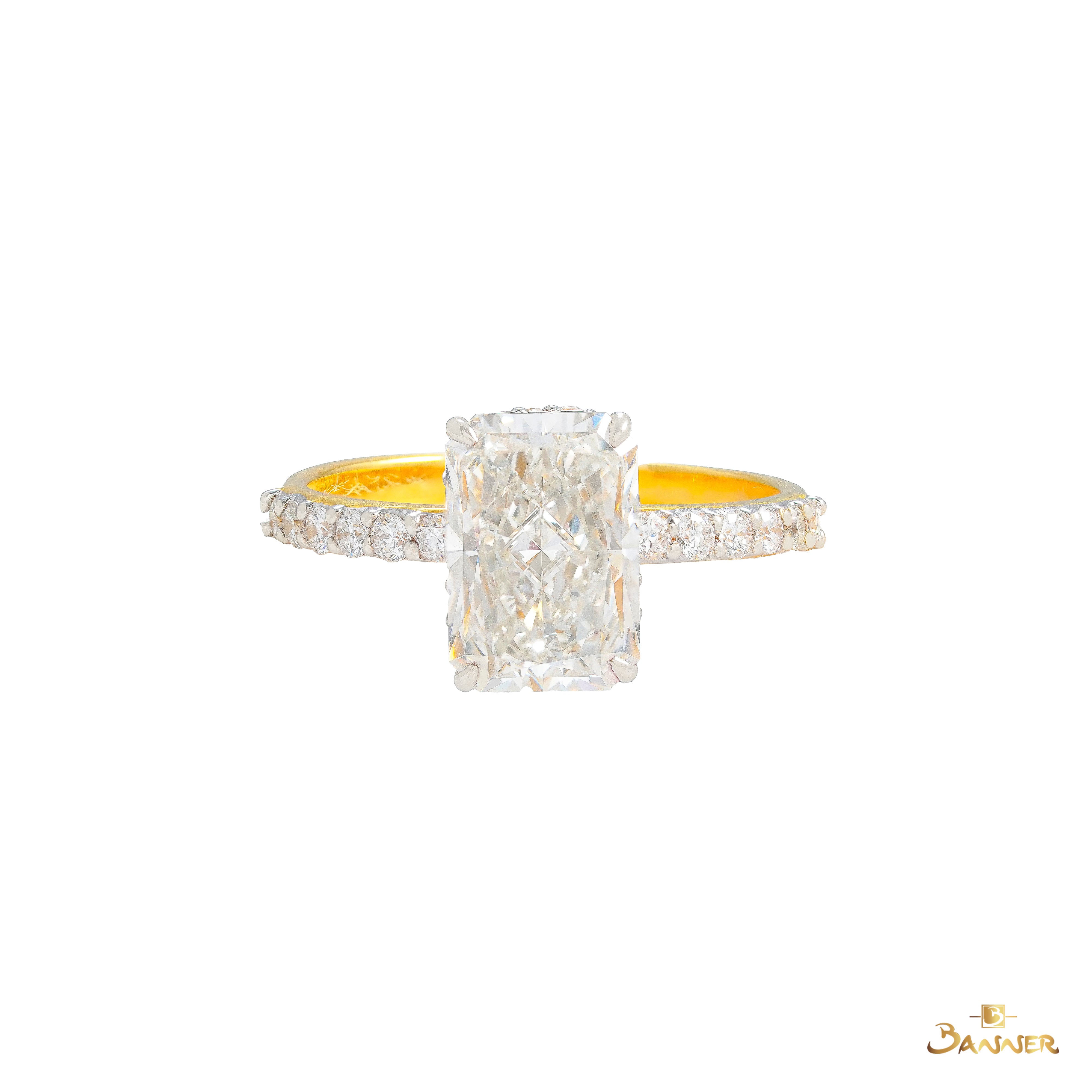 Emerald-cut Hidden Halo Engagement Ring