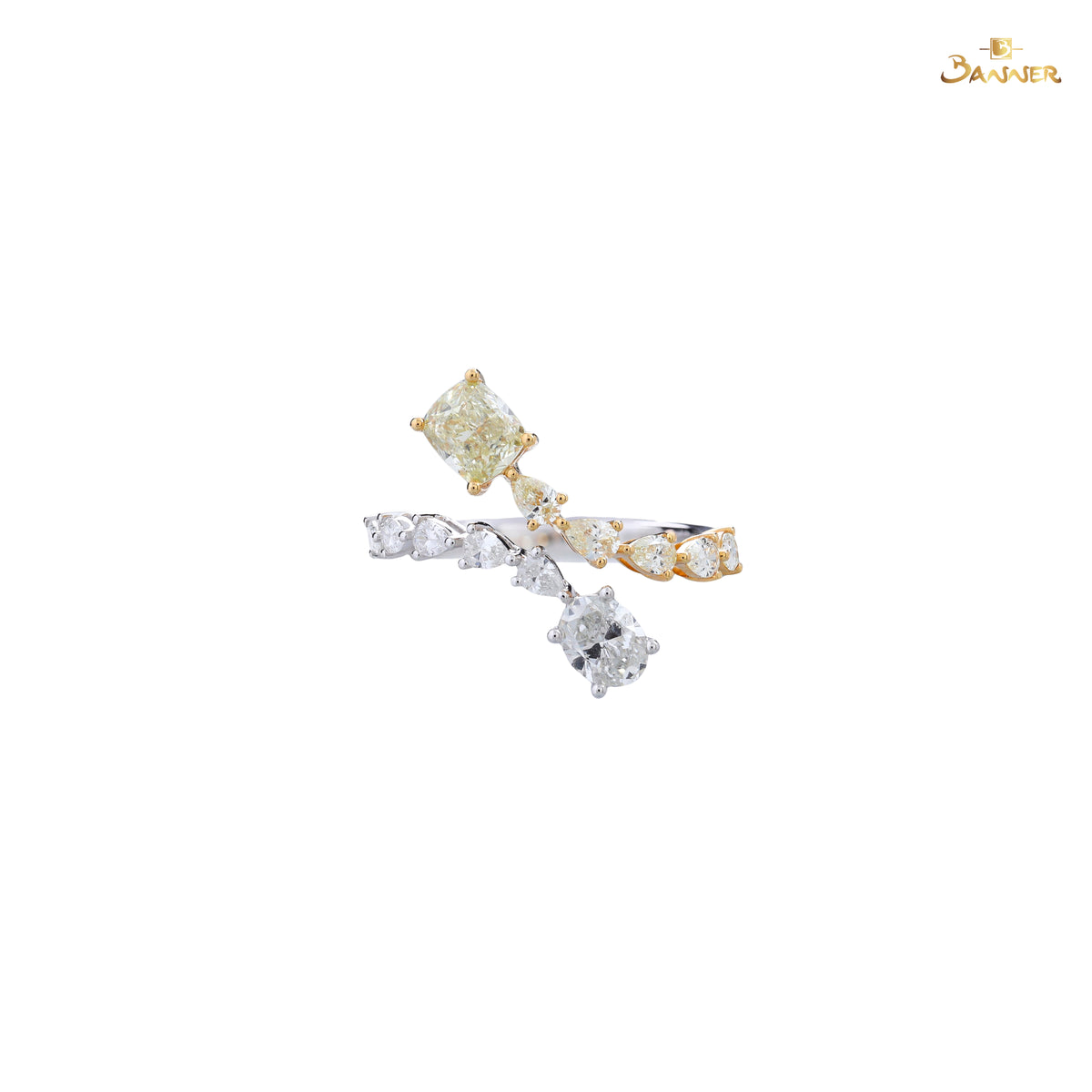 Cushion and Oval Diamond Bypass Ring