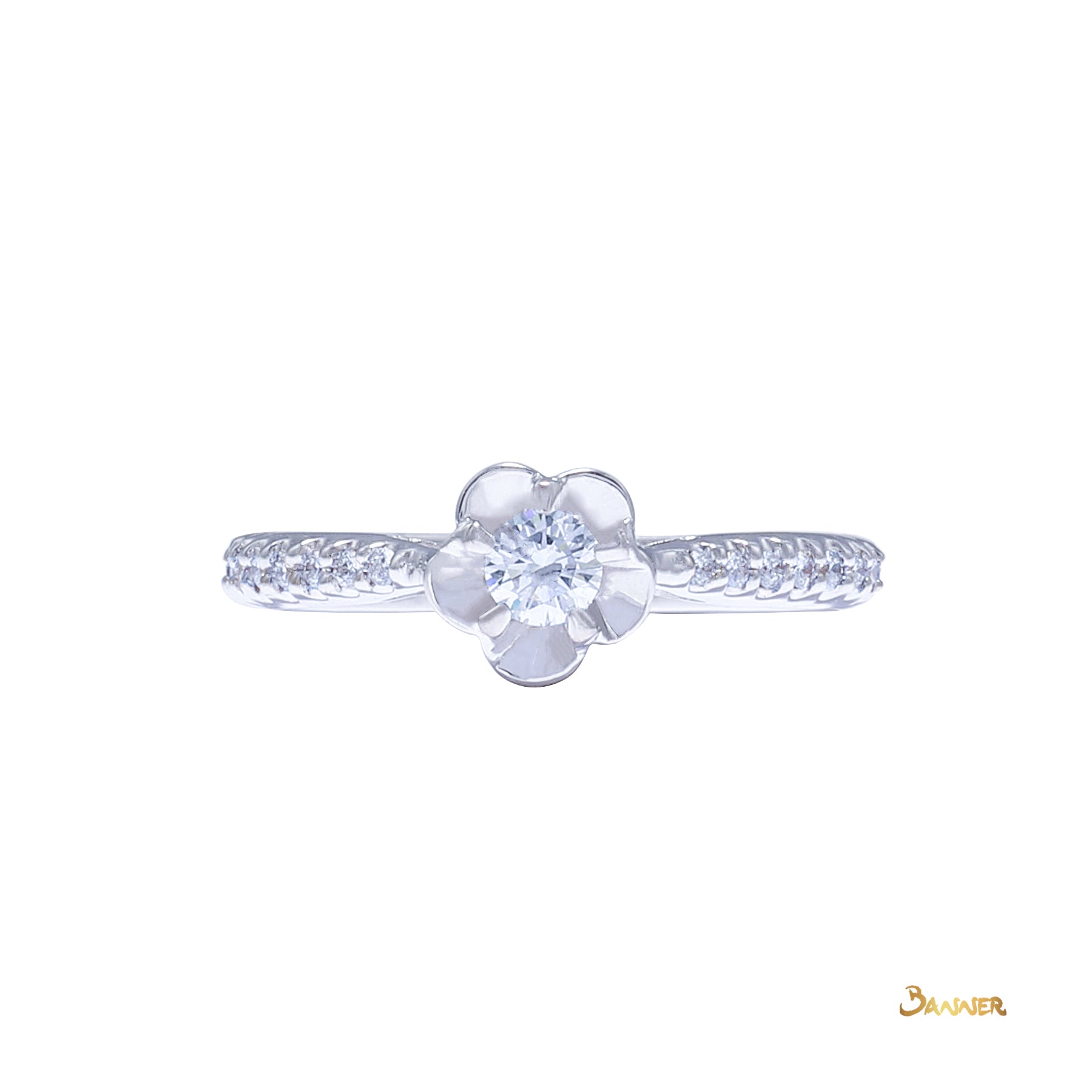 Diamond Floral Ring (0.15 ct. Middle Diamond)