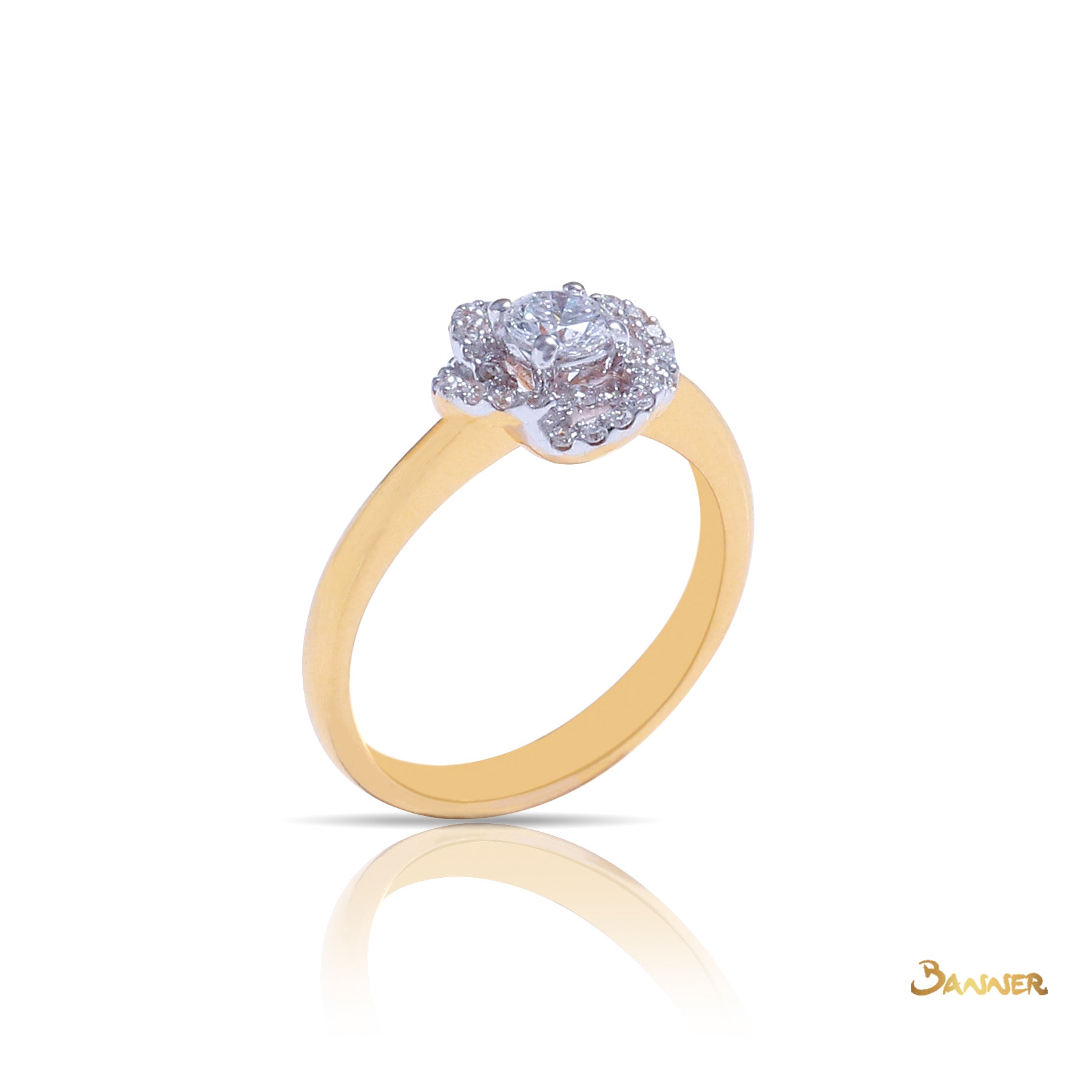 Diamond Flower Ring(0.28 ct. Middle Diamond, 0.45 ct. t.w.)