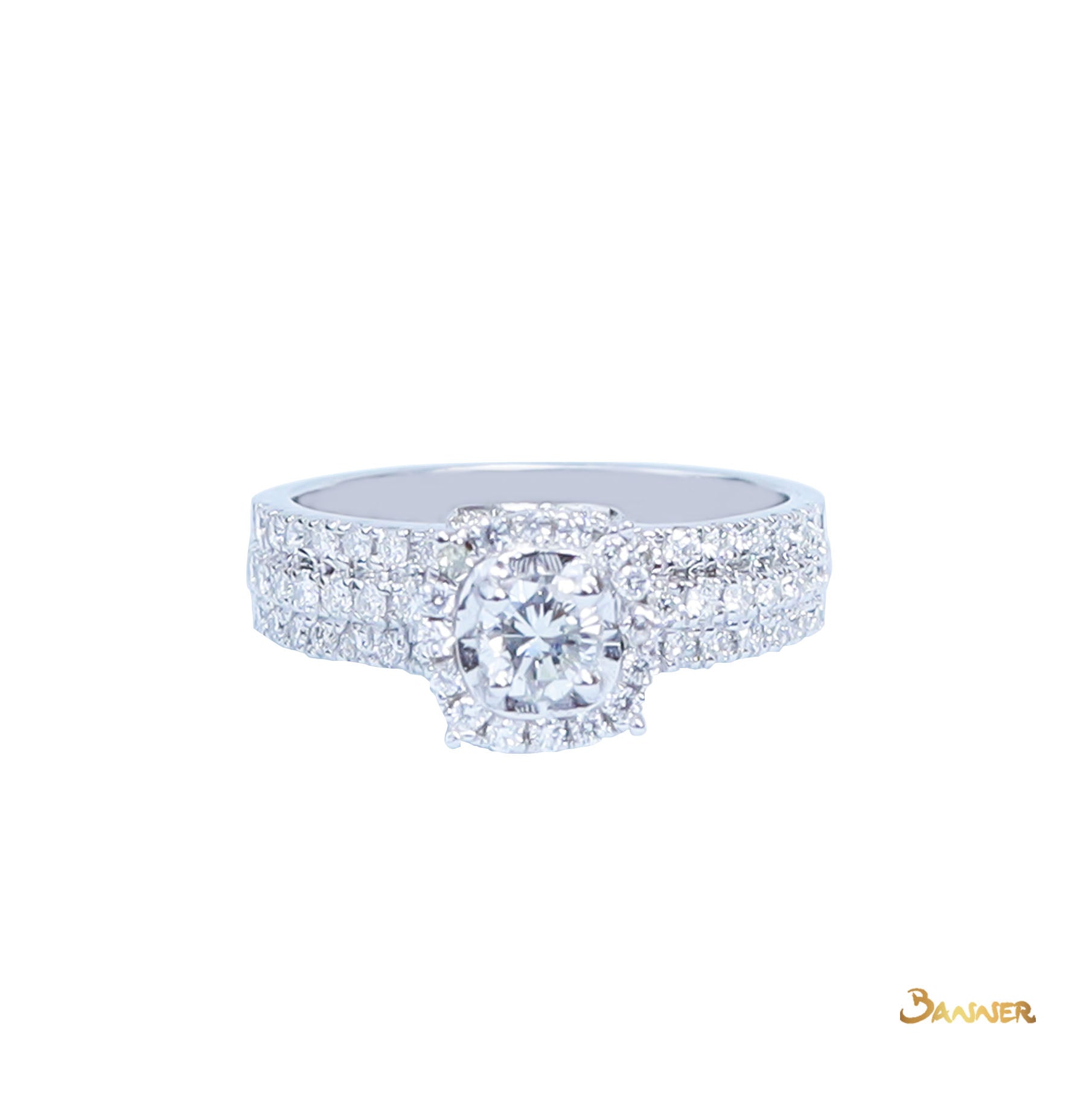 Diamond Halo Ring (Middle Diamond 0.25 c.t , T.w 0.75 c.t)