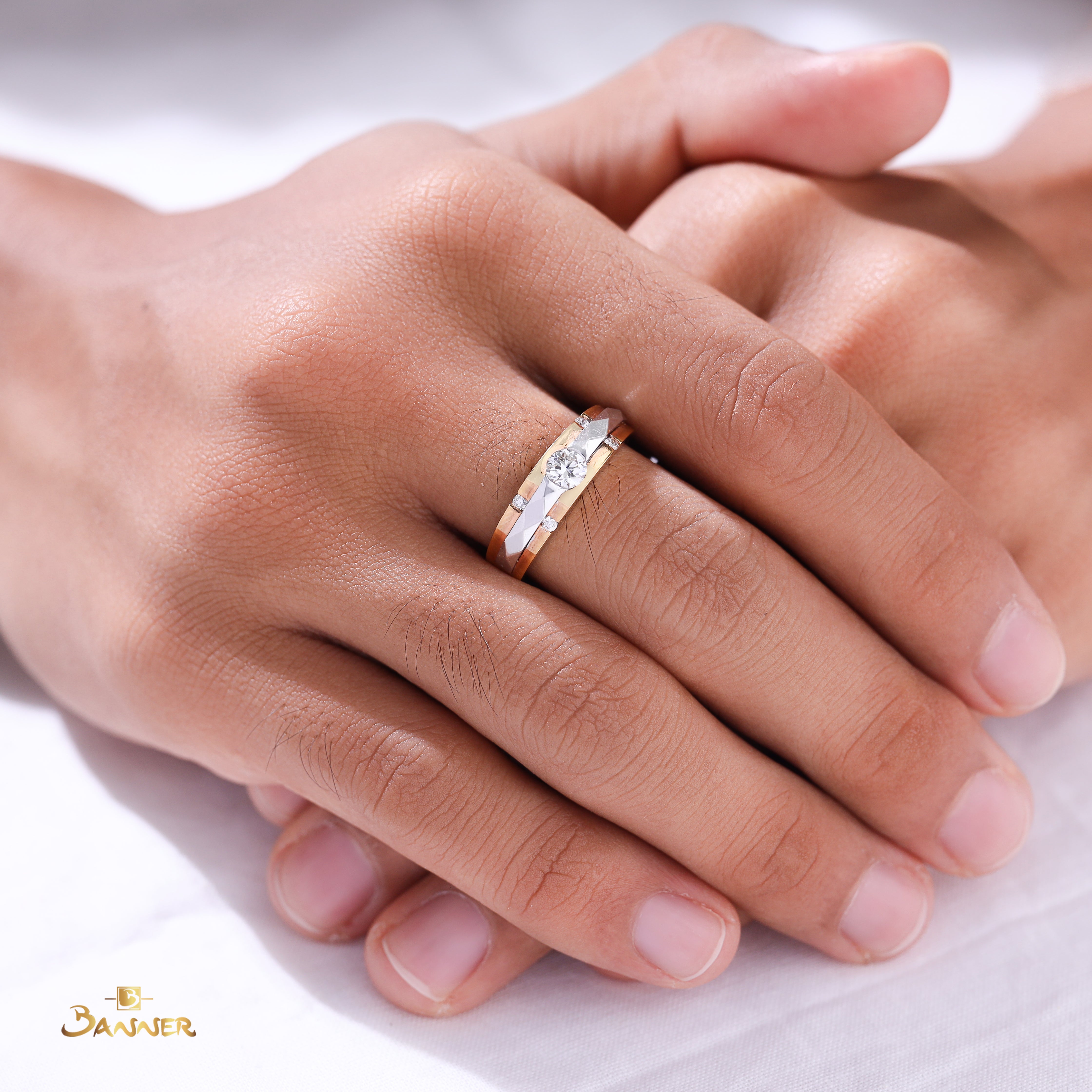 Diamond and Rose Gold Flush Setting Ring