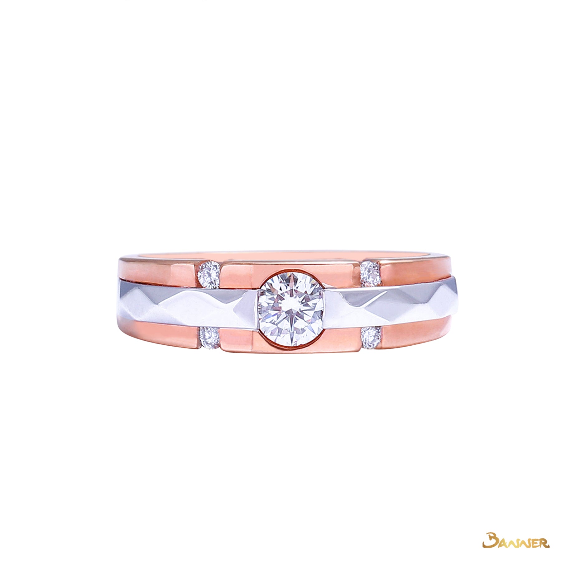 Diamond and Rose Gold Flush Setting Ring