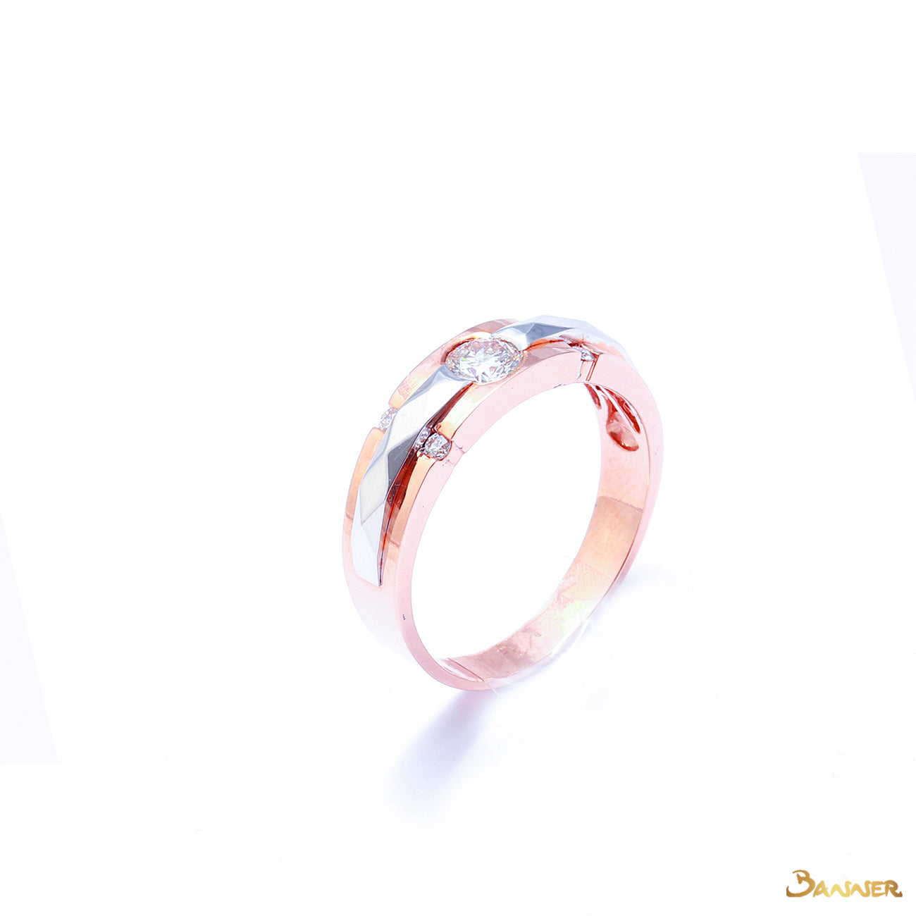 Diamond and Rose Gold Flush Setting Ring