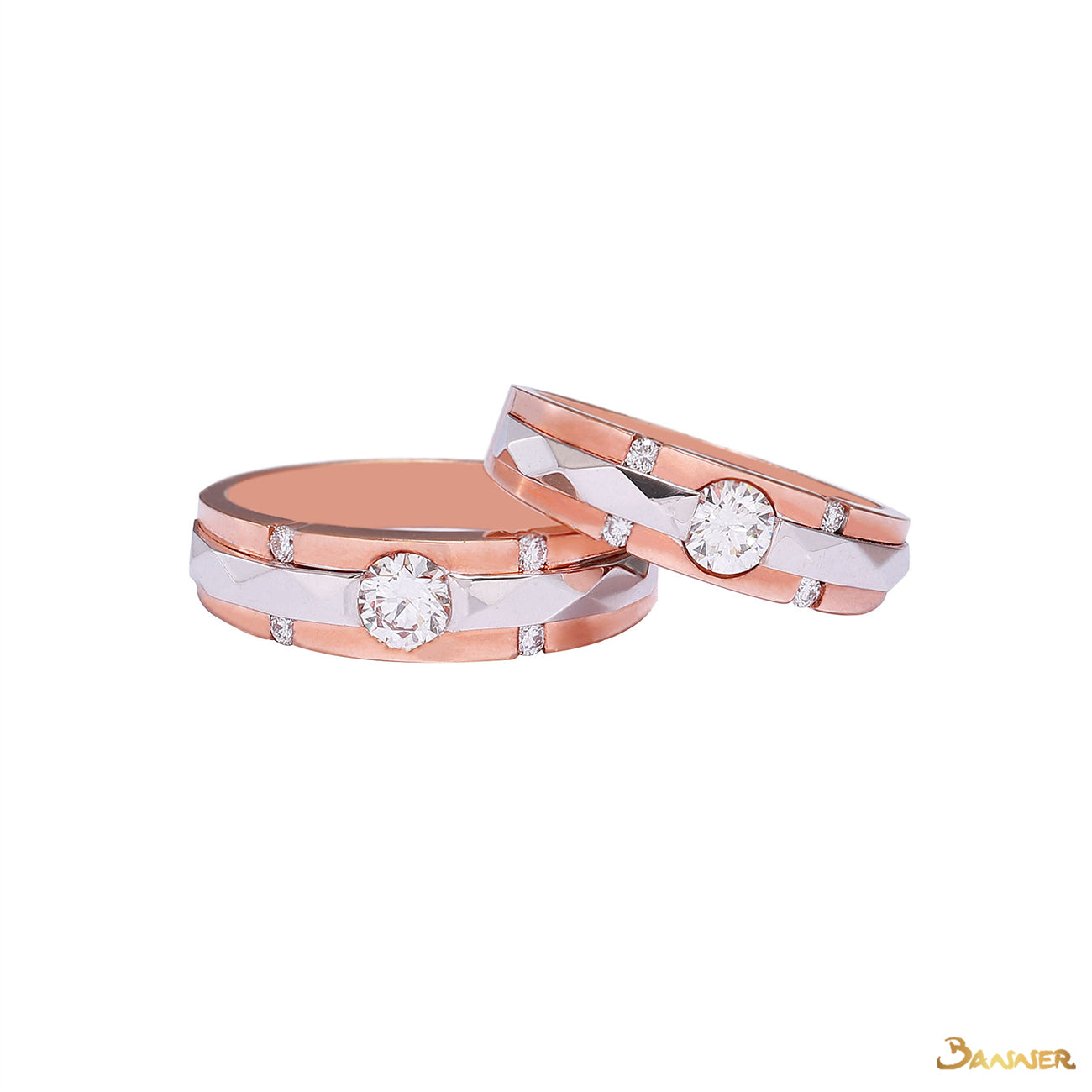 Diamond and Rose Gold Flush Setting Ring