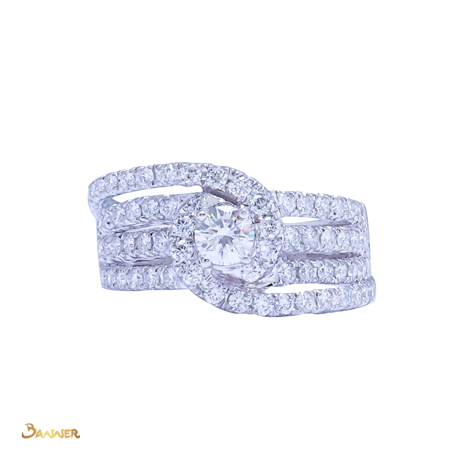 Diamond Twist & Layers Ring (0.25 ct. Middle Diamond, )(B)