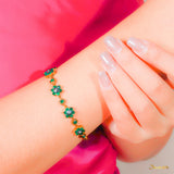 Emerald and Diamond Floral Bracelet