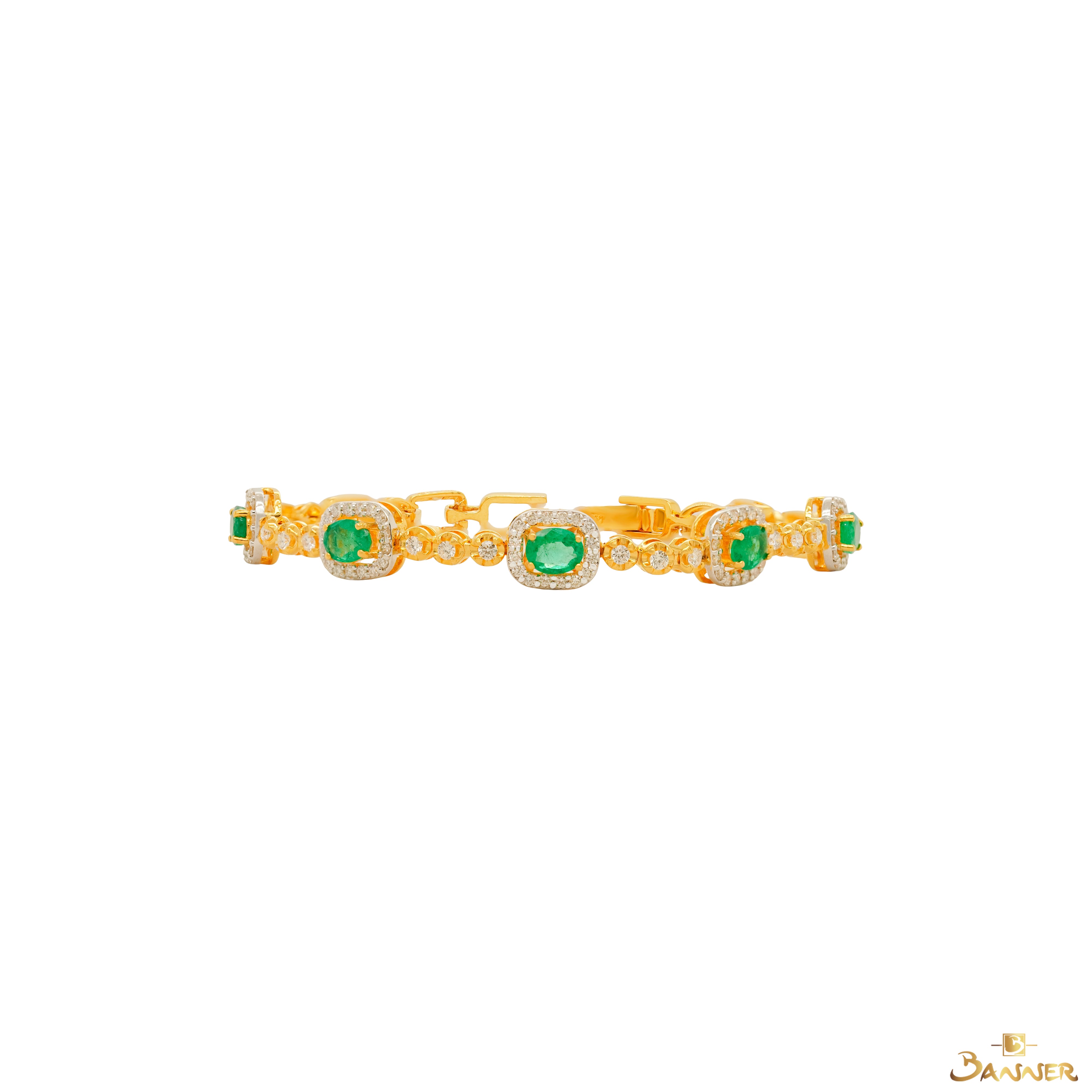 Columbia Emerald and Diamond Halo Bracelet