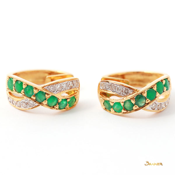Emerald and Diamond Infinity Earring