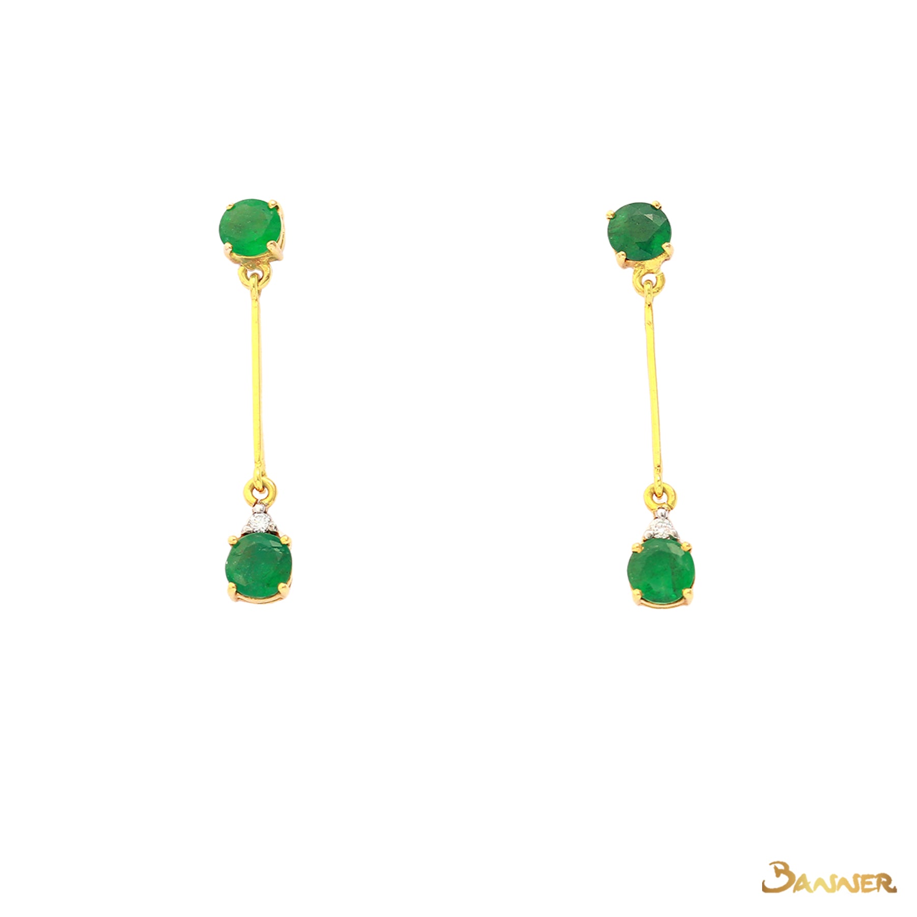 Emerald and Diamond 2-Step Earrings