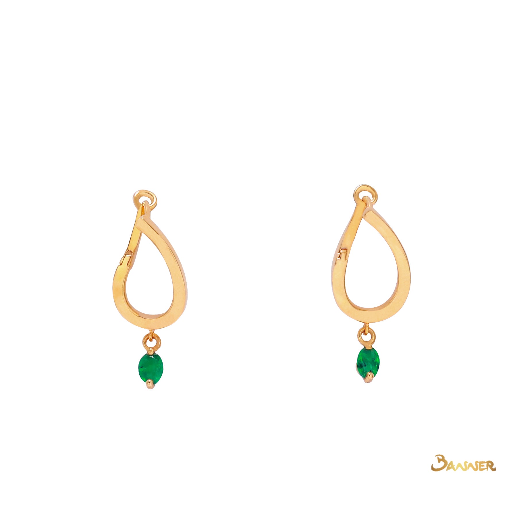 Emerald Rain-drop Dangle Earrings