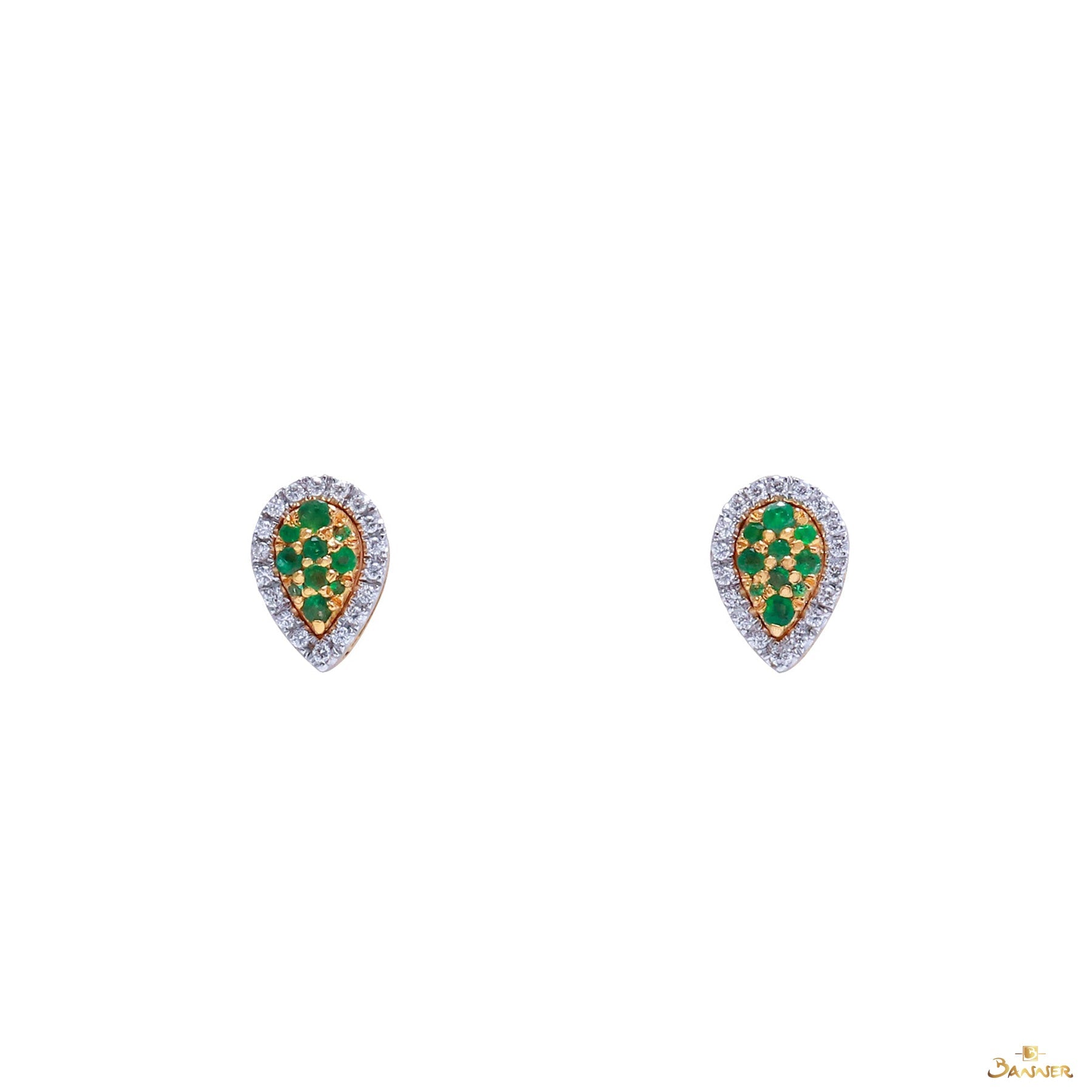 Emerald and Diamond 3-way Rain-drop Earrings