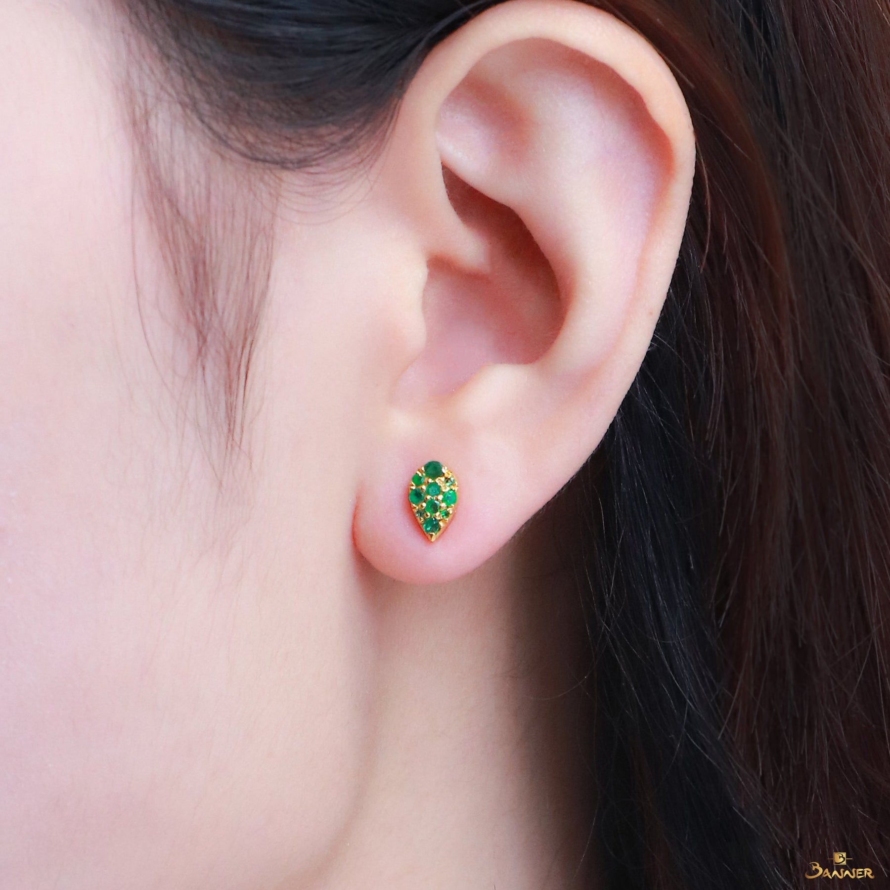 Emerald and Diamond 3-way Rain-drop Earrings