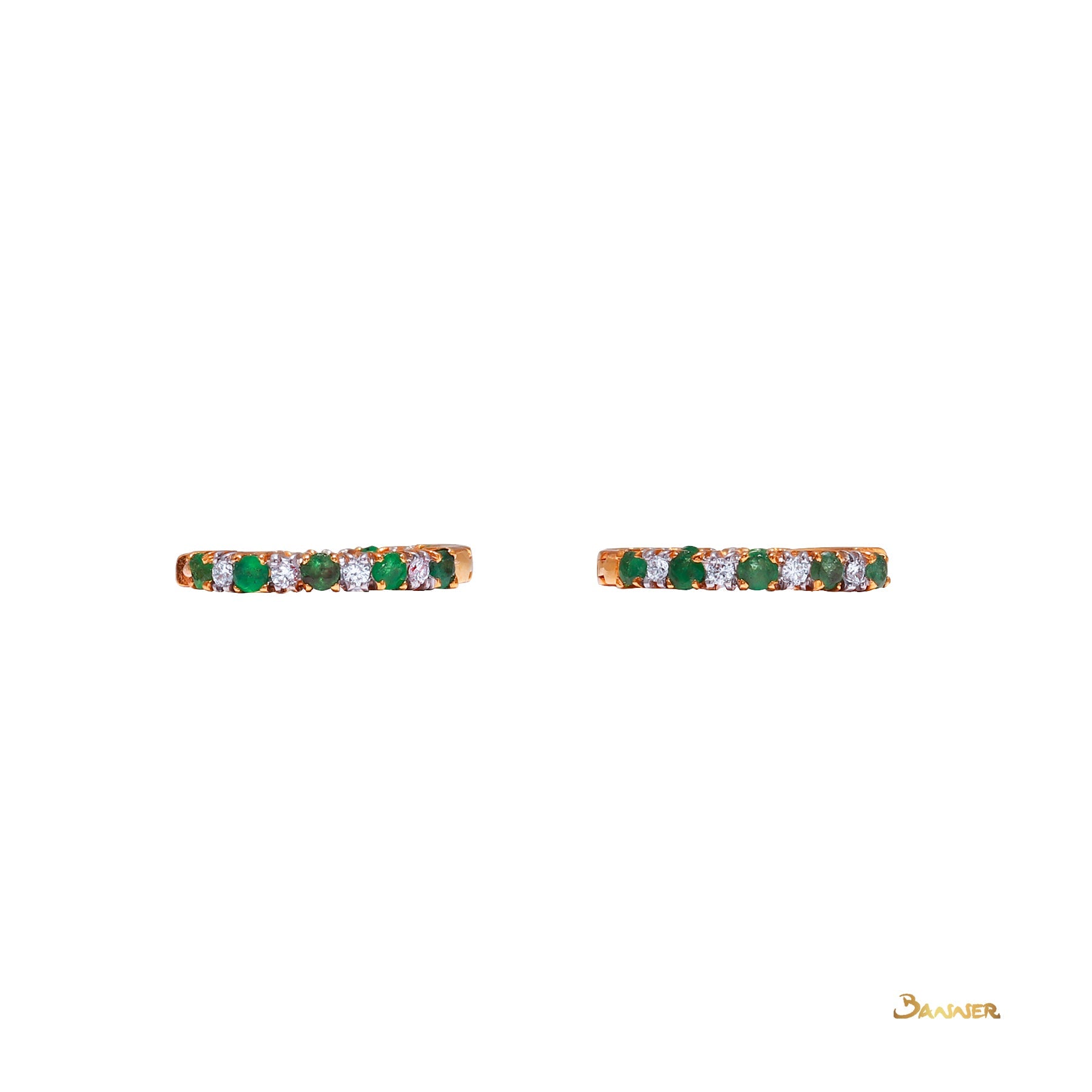 Emerald and Diamond Huggie Earrings