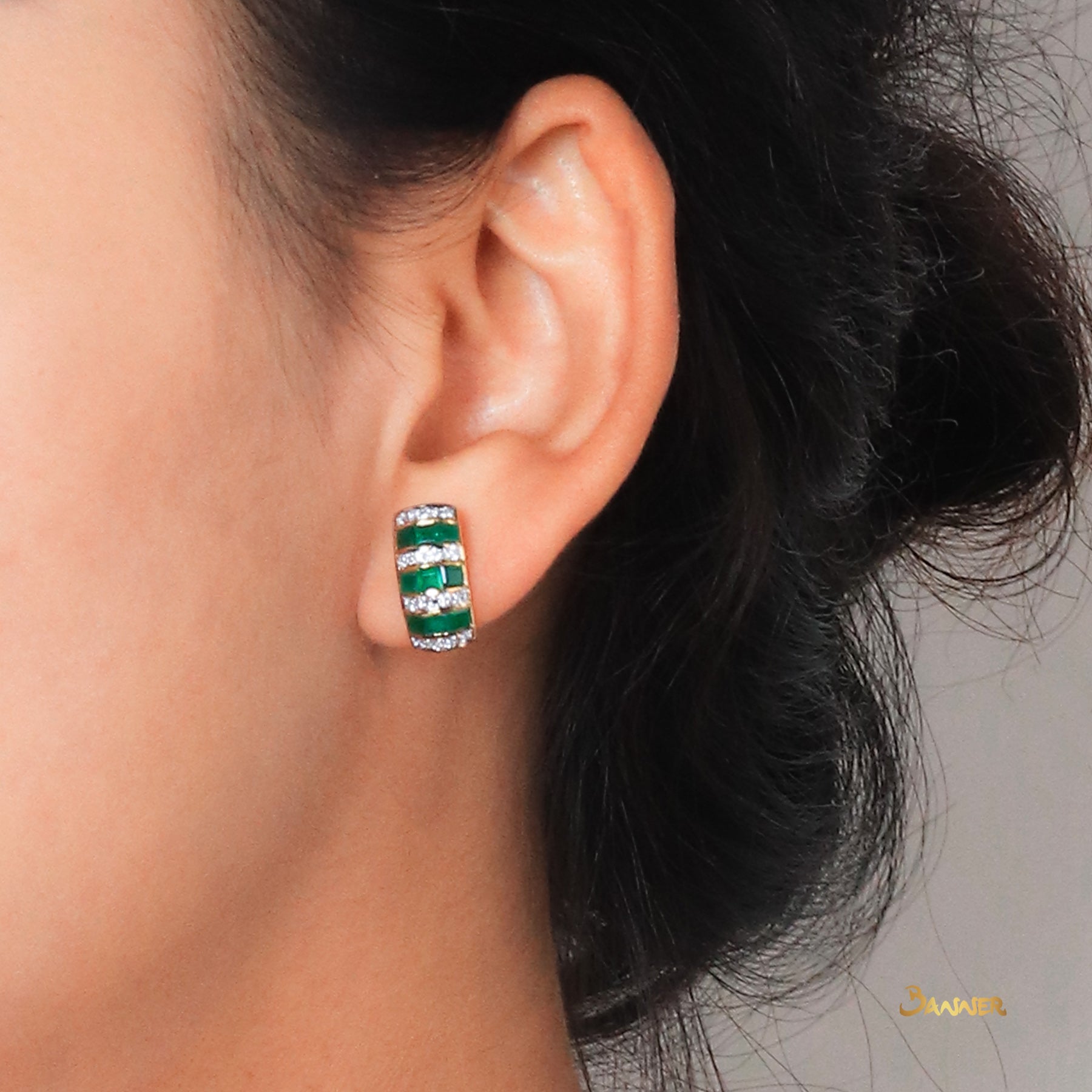 Emerald and Diamond Wasit Earrings