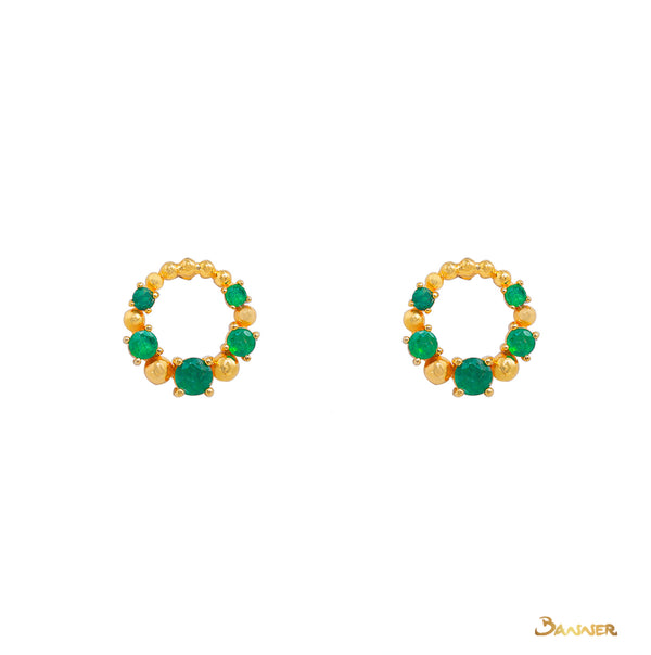 Emerald Petite Circle Earrings