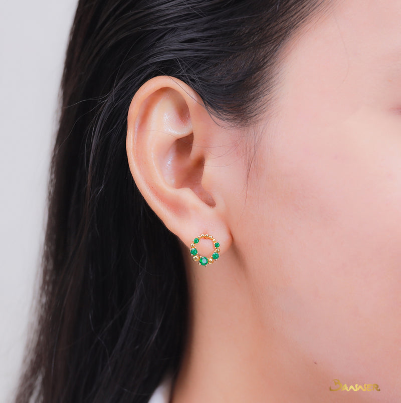 Emerald Petite Circle Earrings