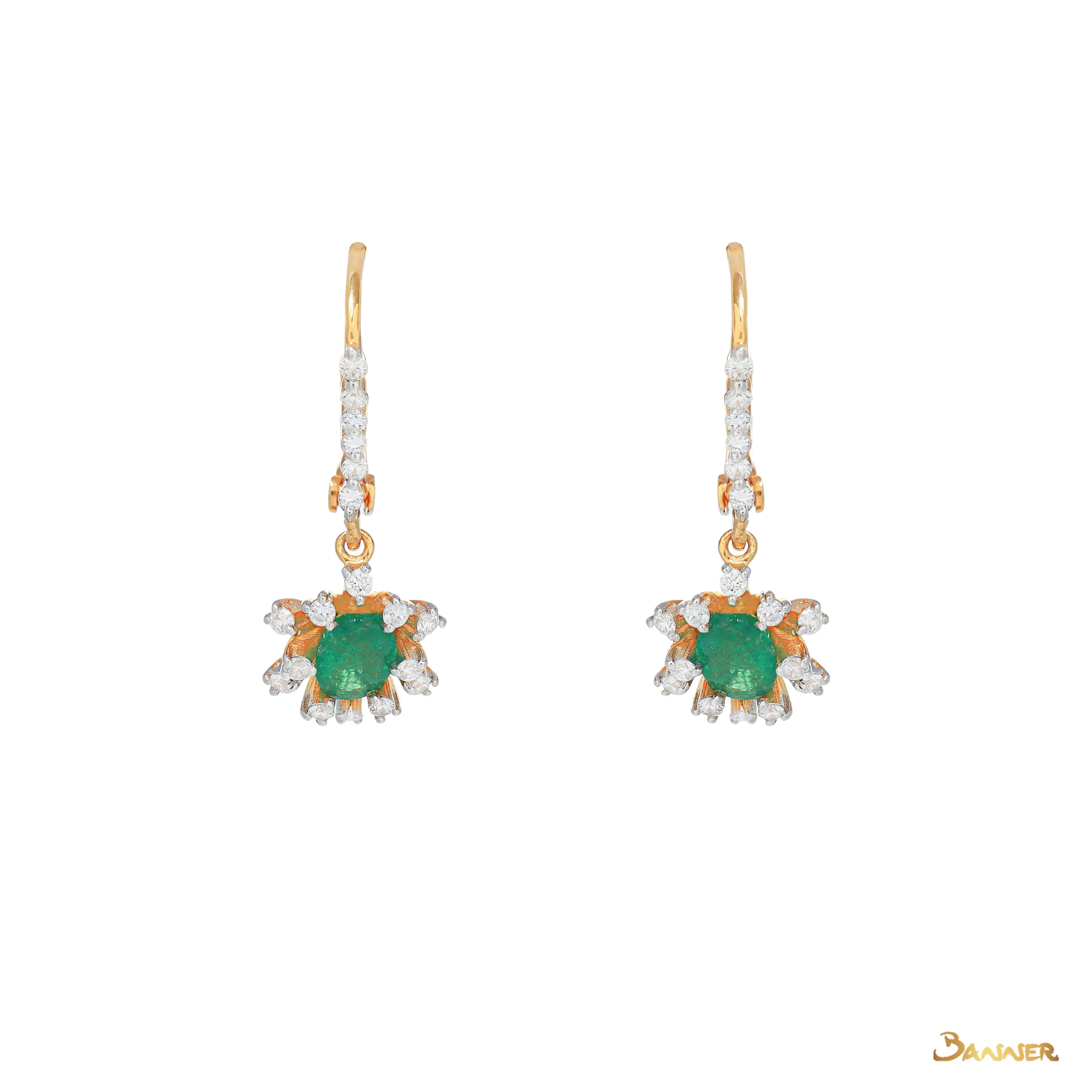 Emerald and Diamond Rose Earrings