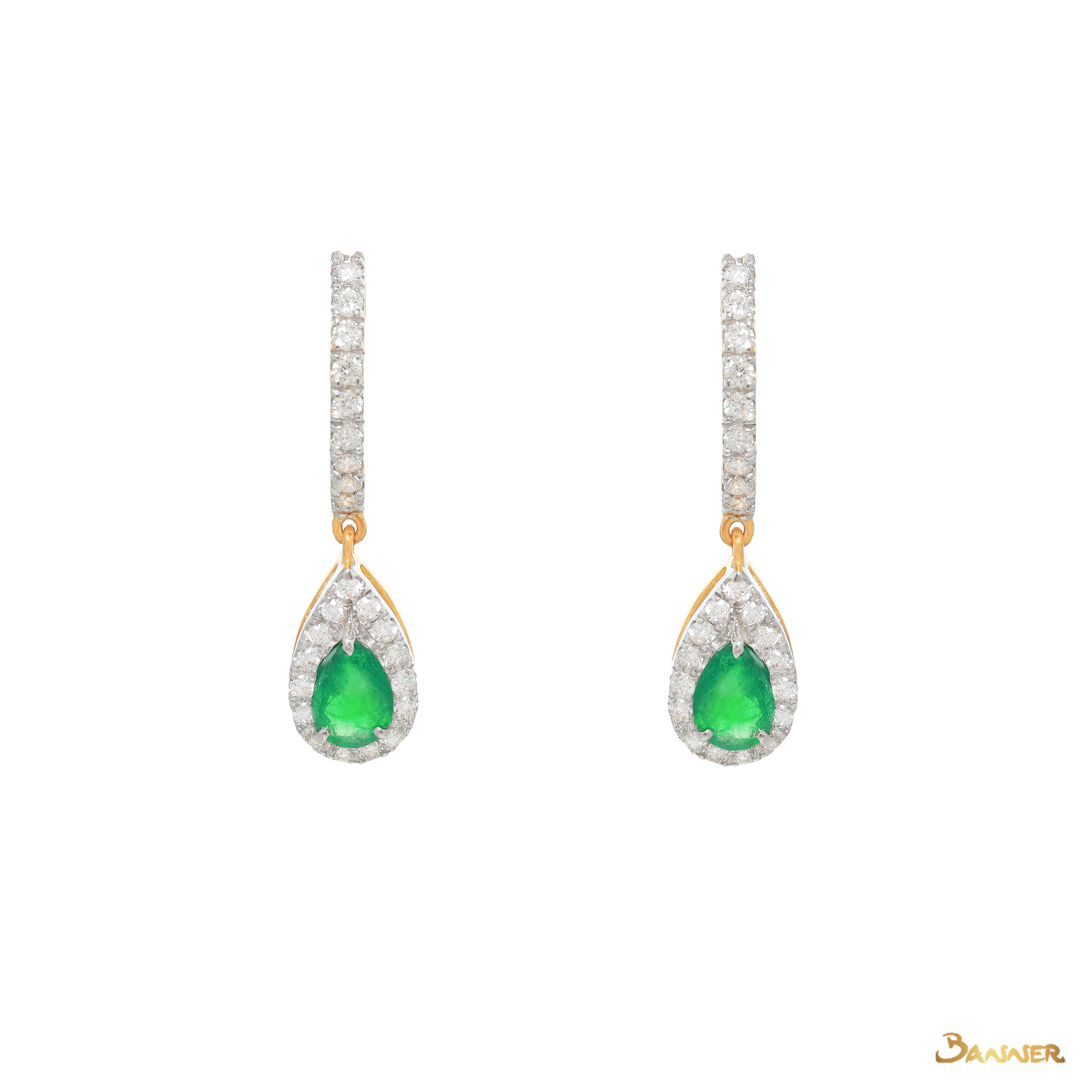 Emerald and Diamond Droplet Earrings