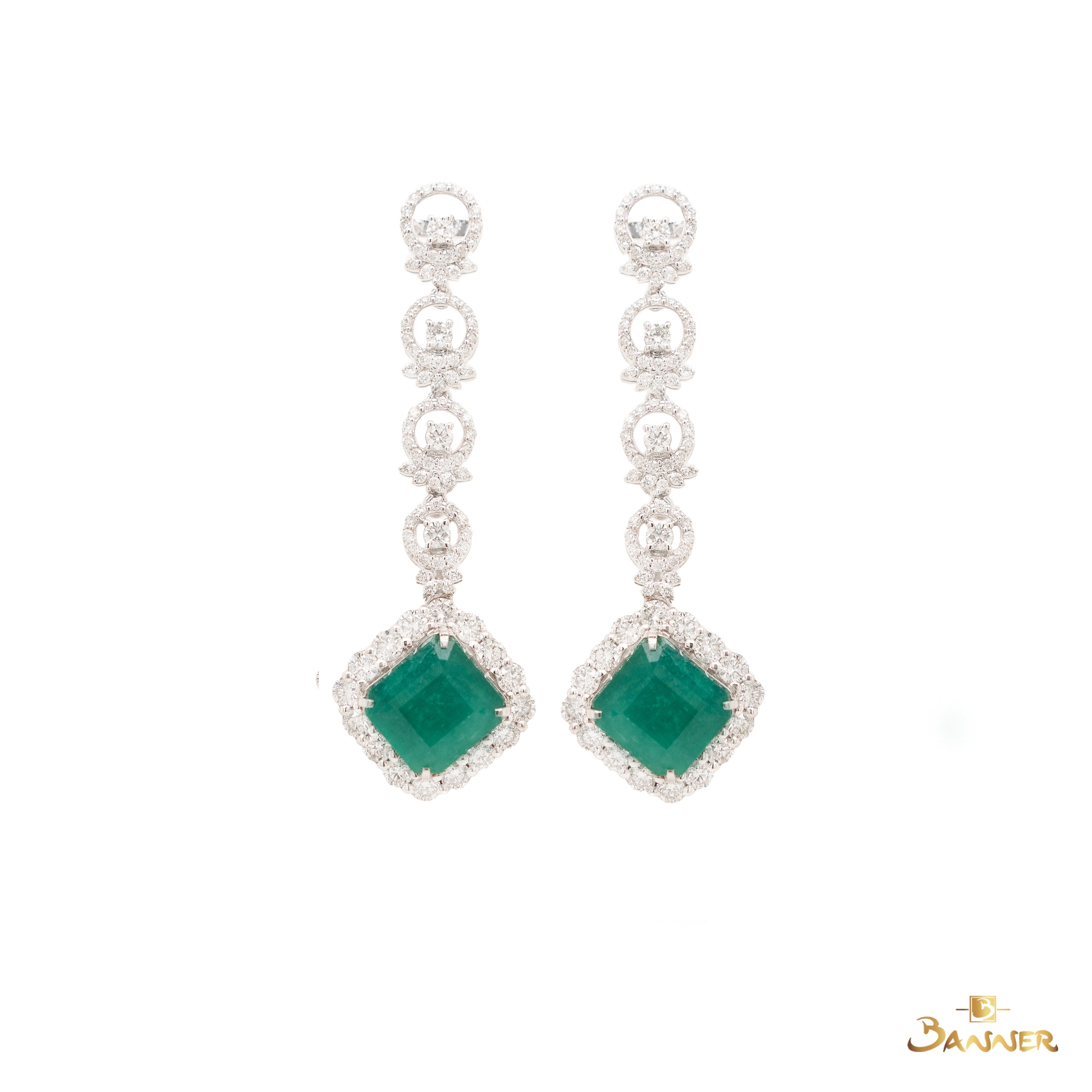 Emerald and Diamond Elegant Earrings