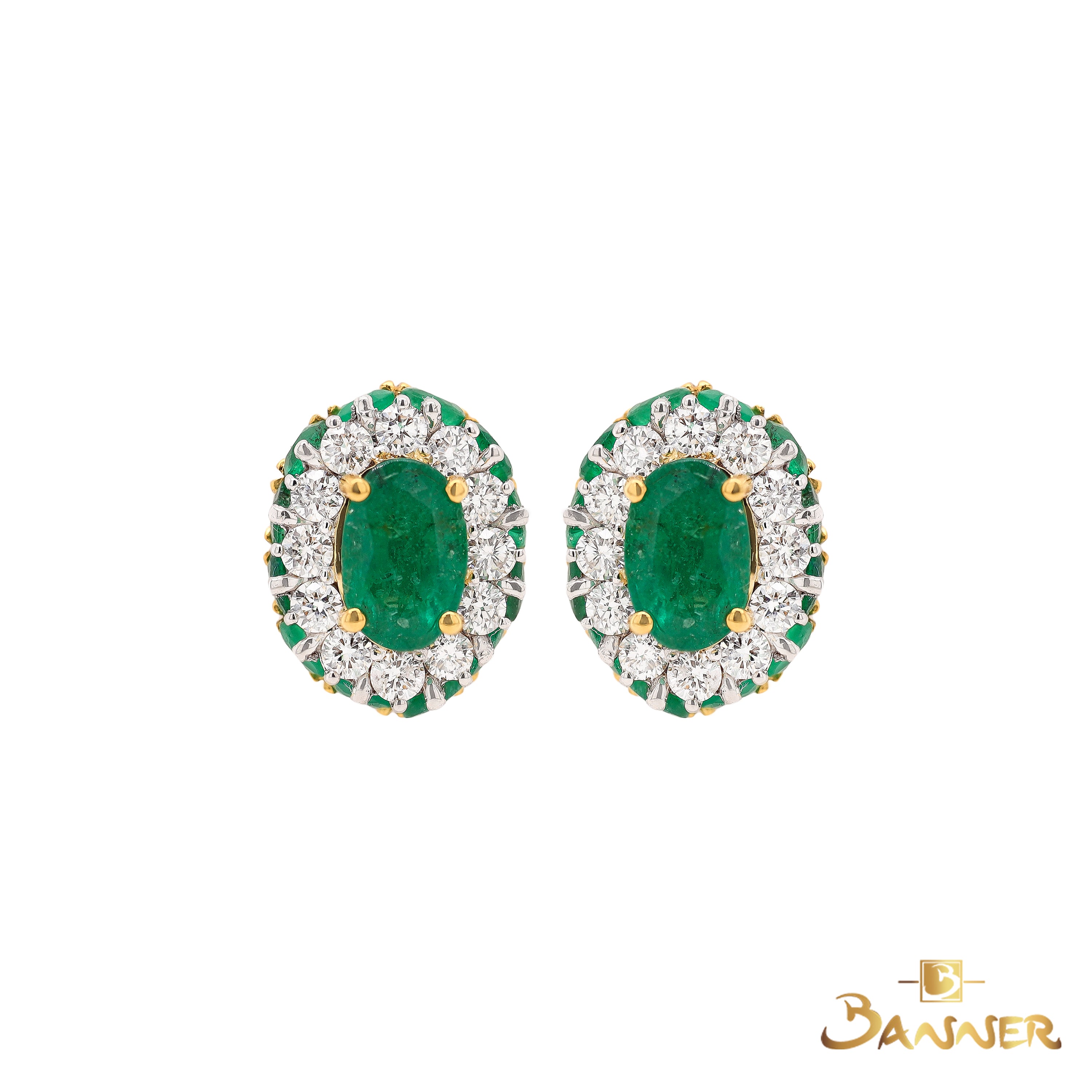 Emerald and Diamond Dahlia Earrings