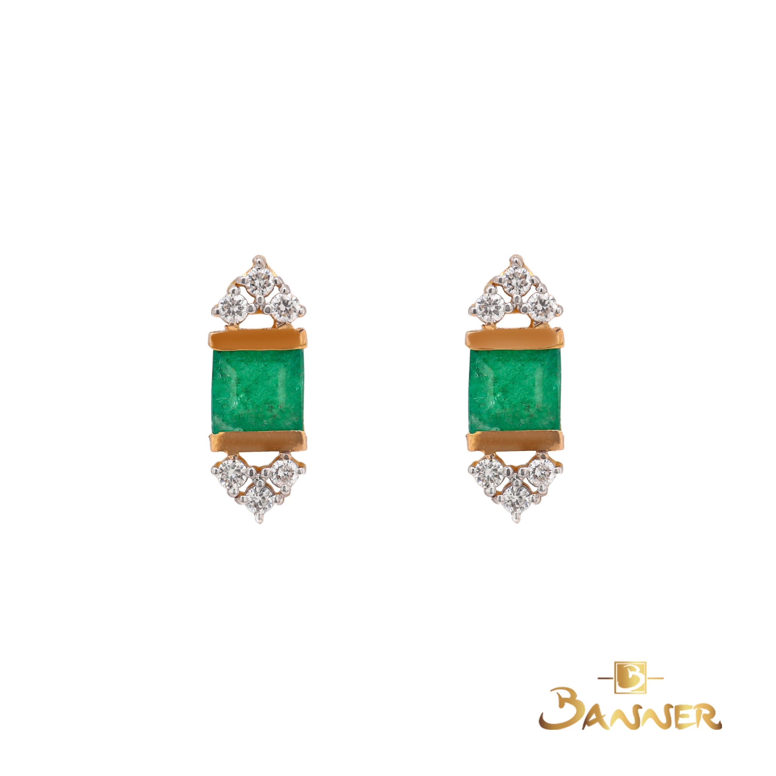 Emerald and Diamond Petite Earrings