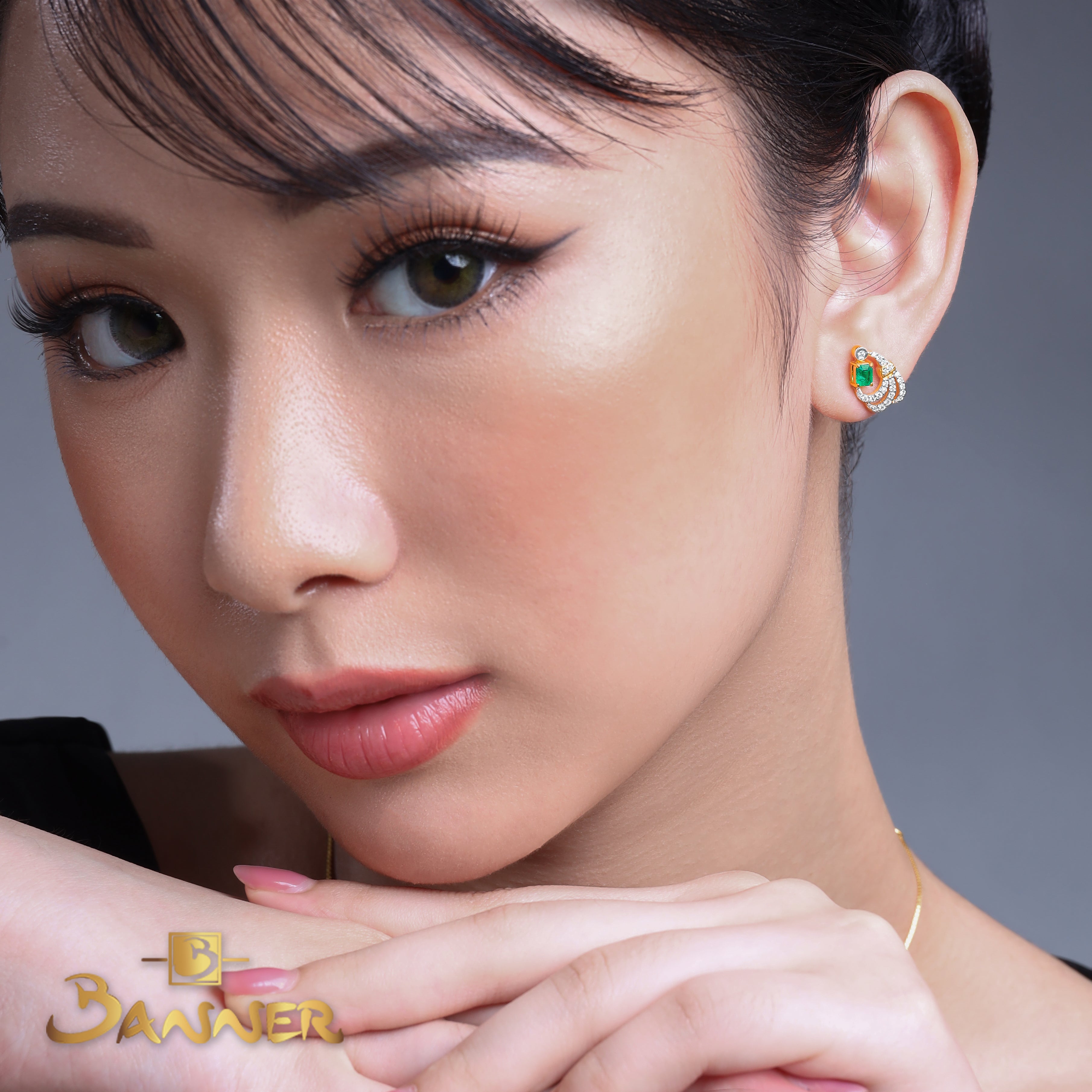 Emerald and Diamond Peacock Earrings
