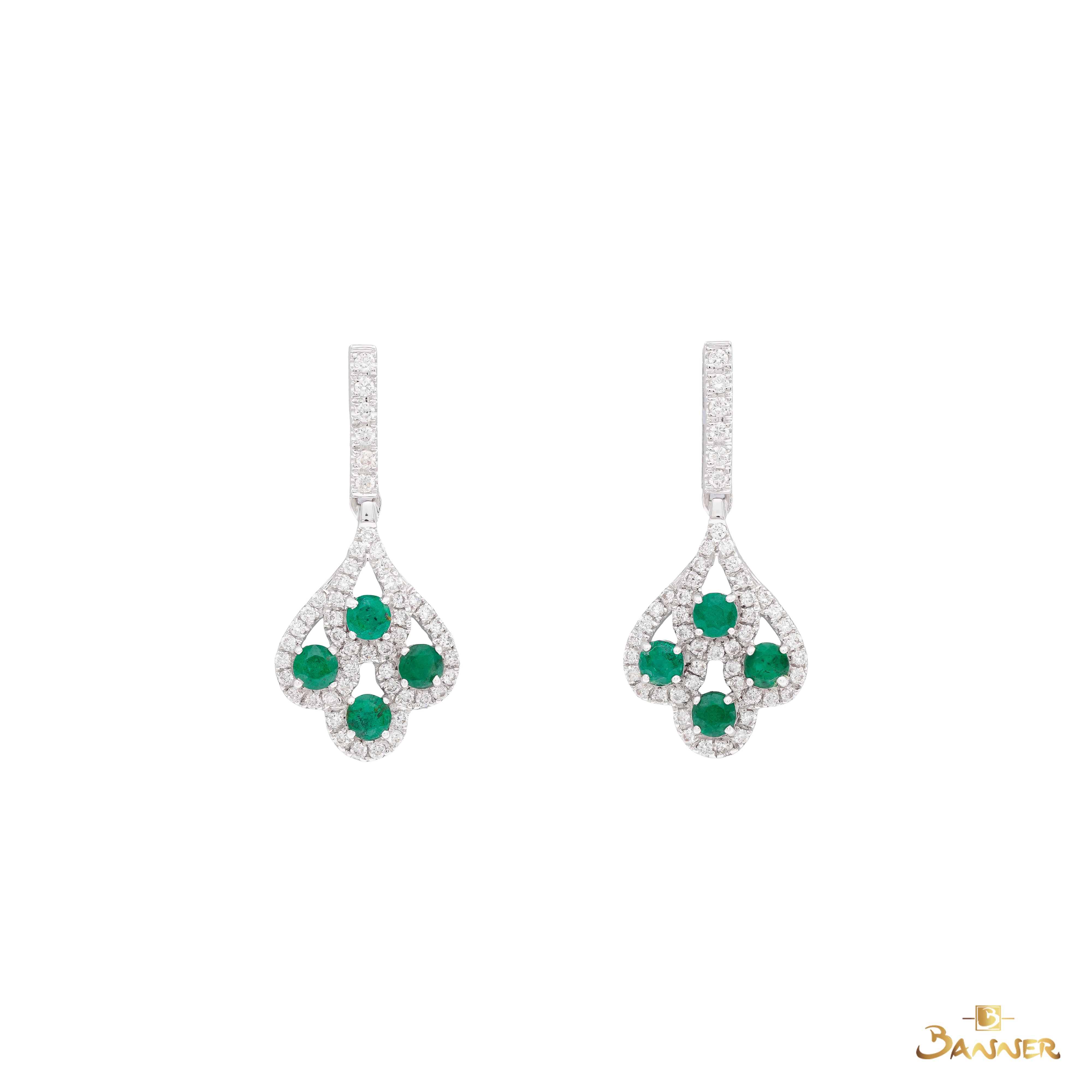 Emerald and Diamond Pride Dangle Earrings