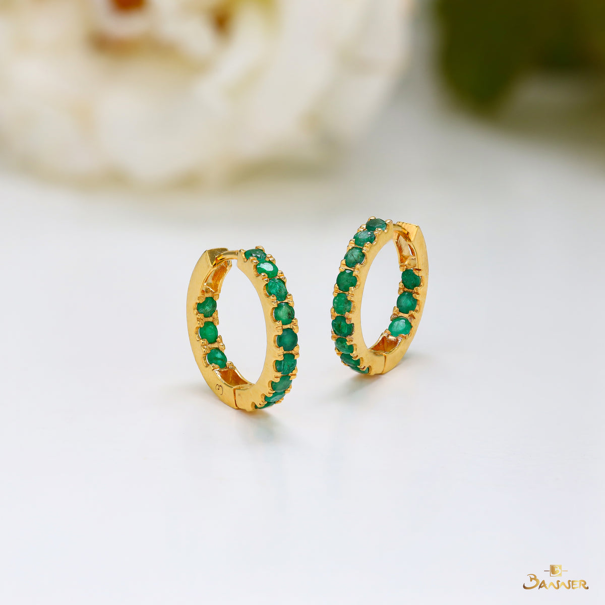 Emerald Huggie Earrings