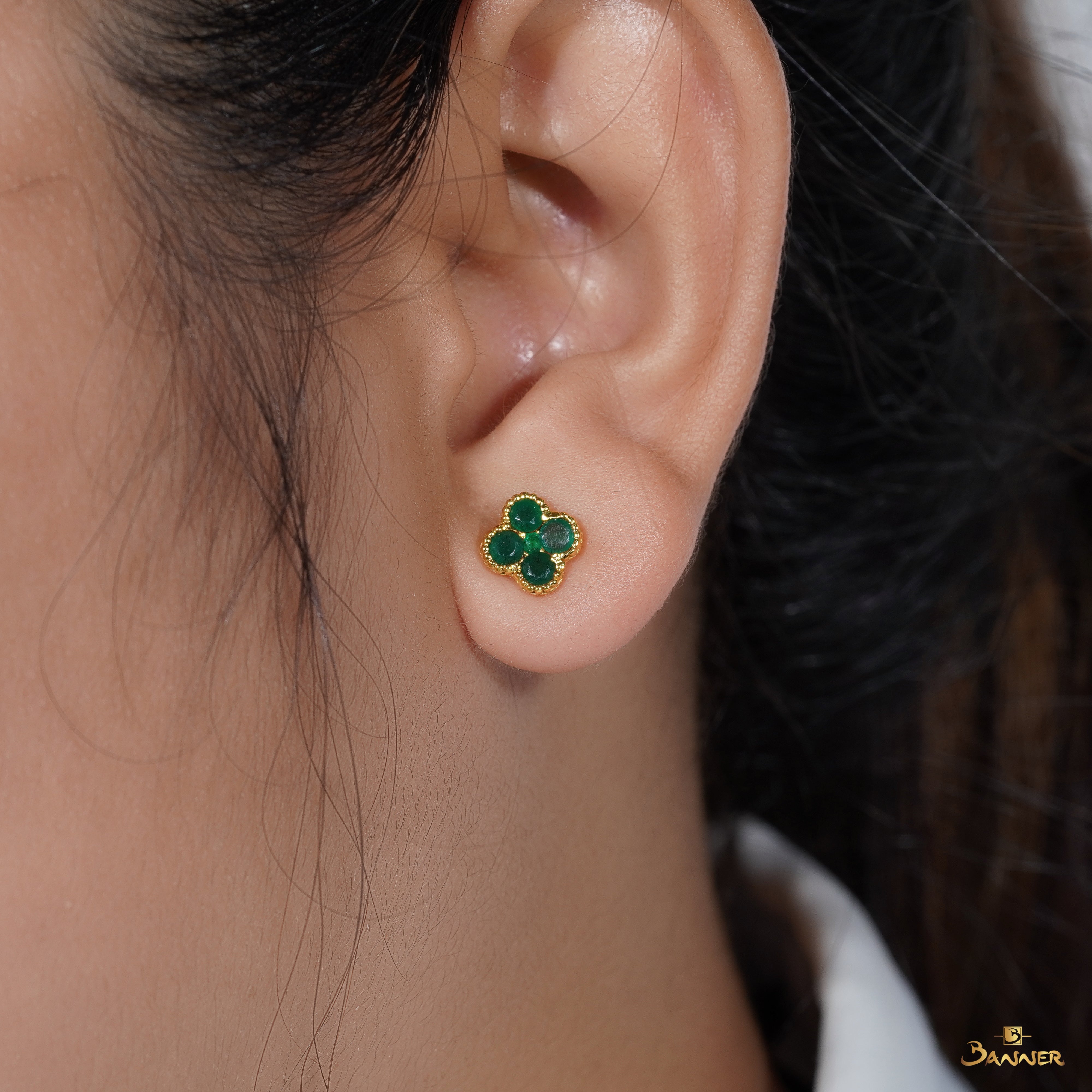 Emerald Clover Earrings