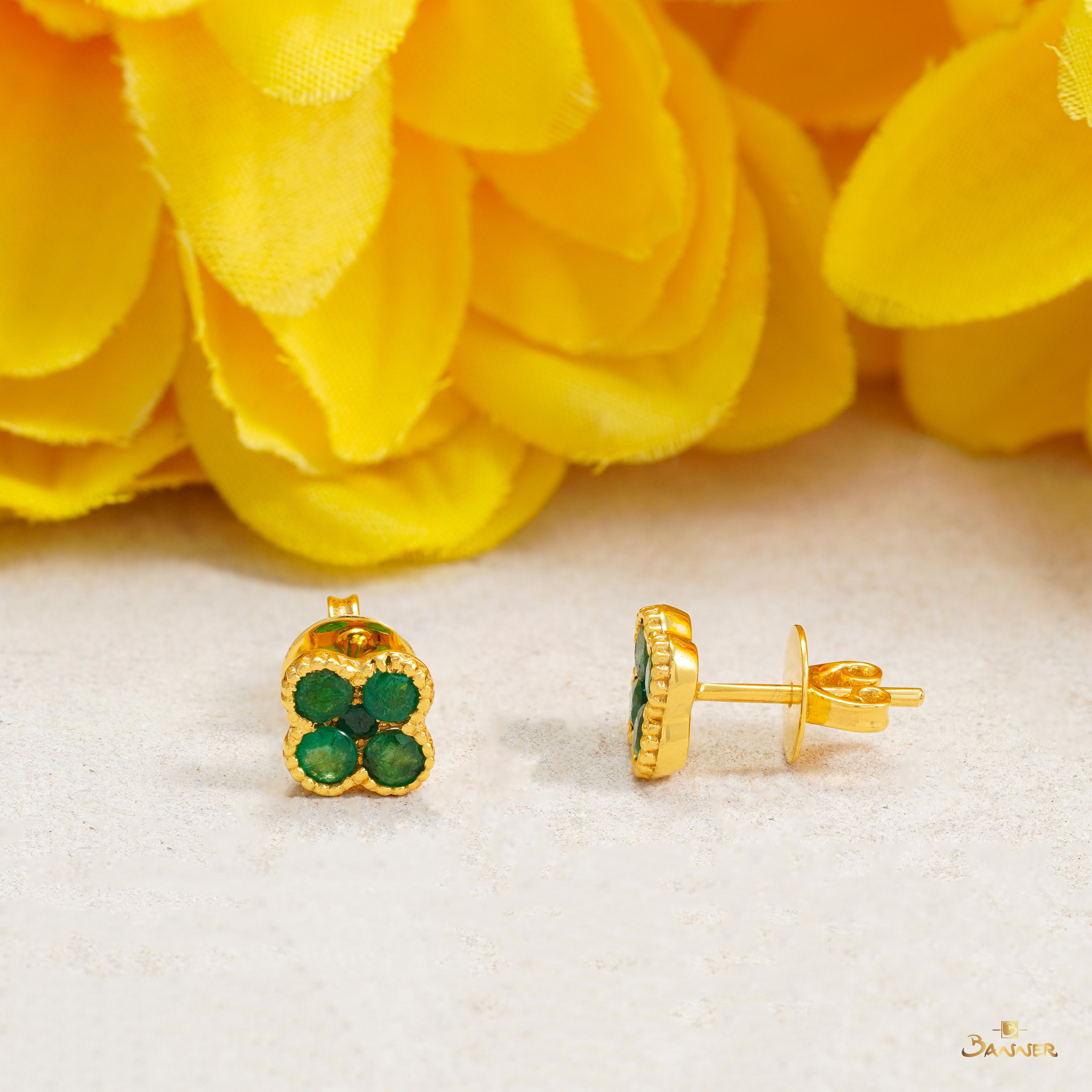 Emerald Clover Earrings
