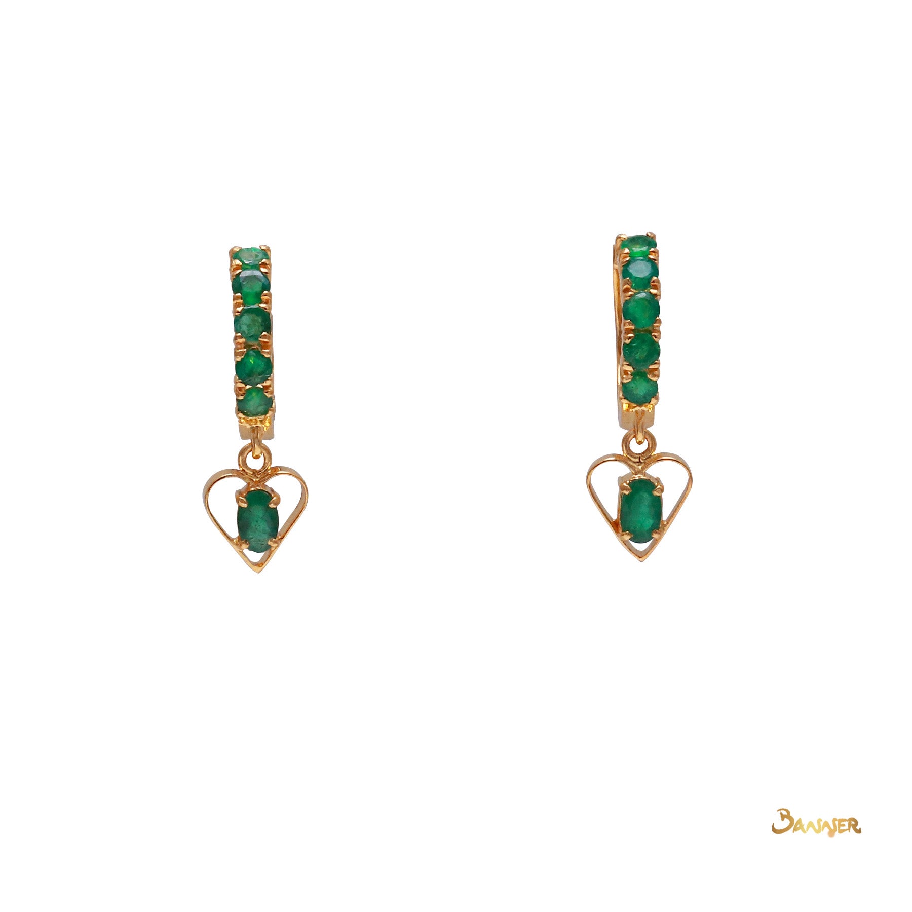 Emerald Heart-Shaped Dangle Earrings