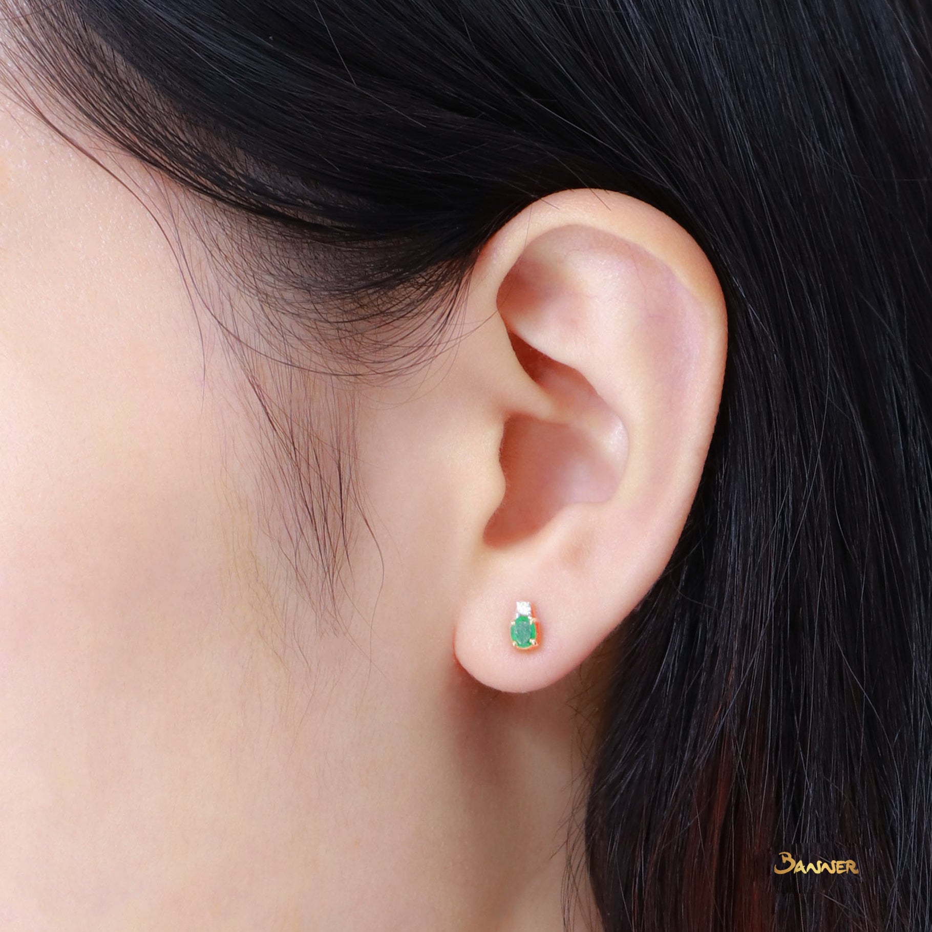 Emerald and Diamond Petite Earrings